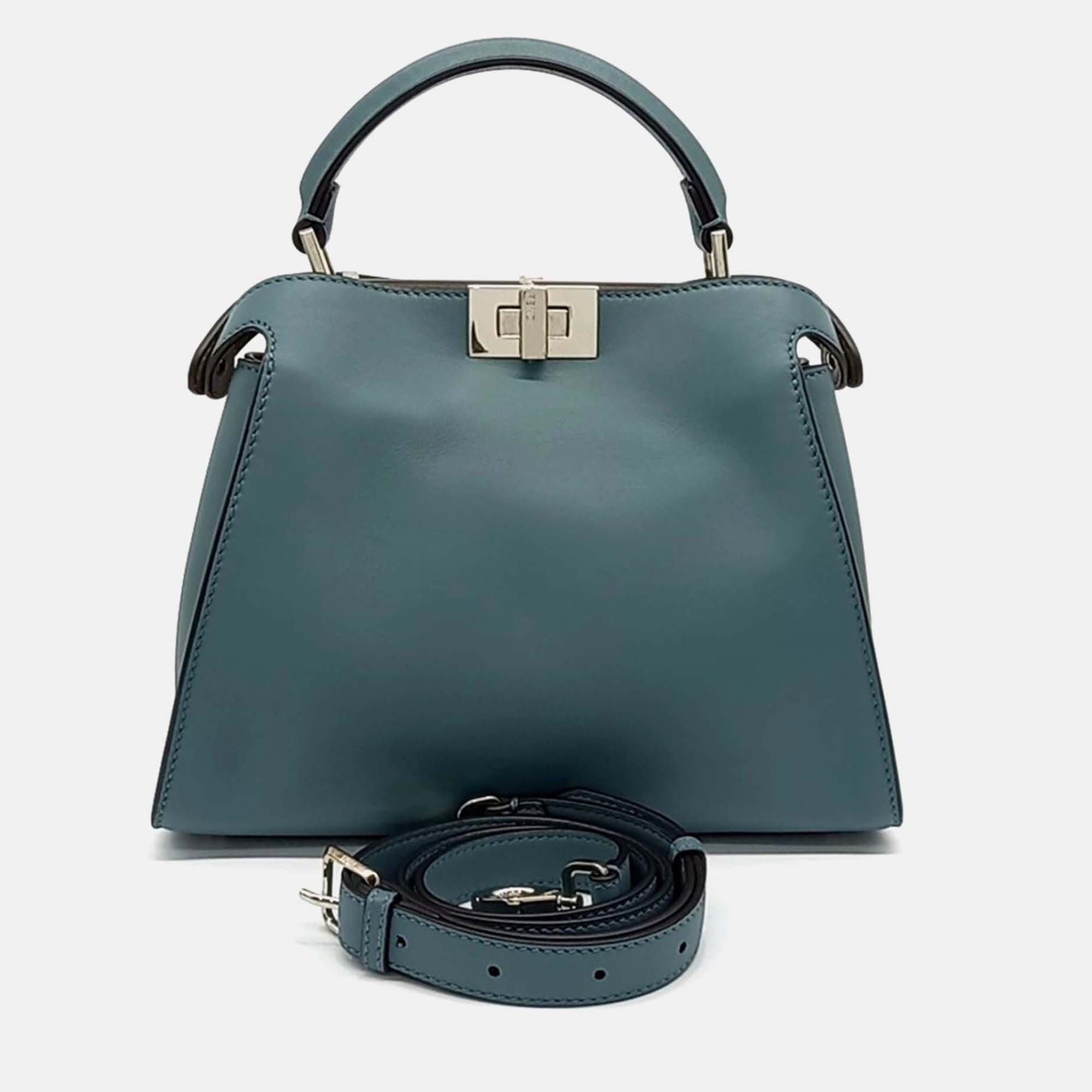 Fendi Blue Leather Peekaboo Essentially Mini