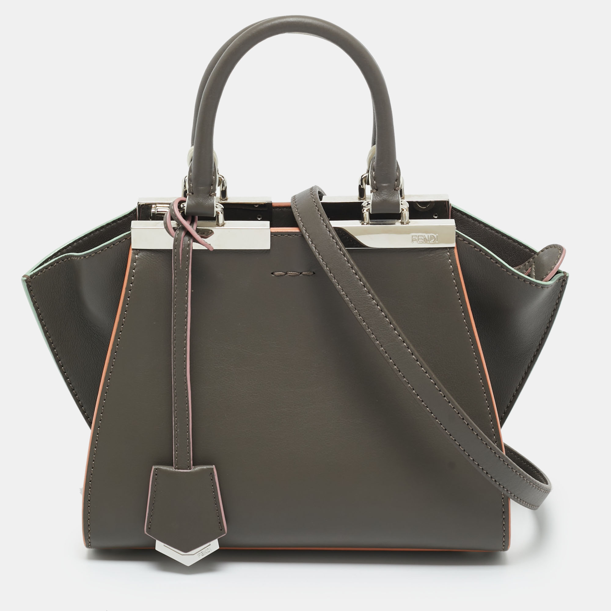 

Fendi Etain Leather Mini 3Jours Tote, Grey