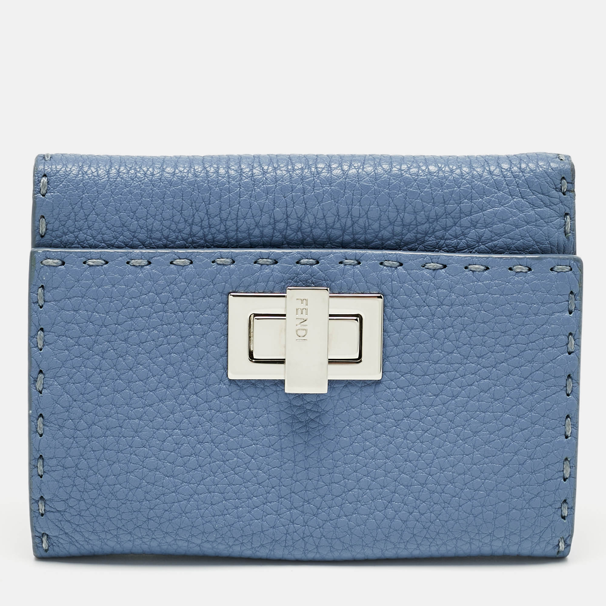 

Fendi Blue Sellier Leather Peekaboo Compact Wallet