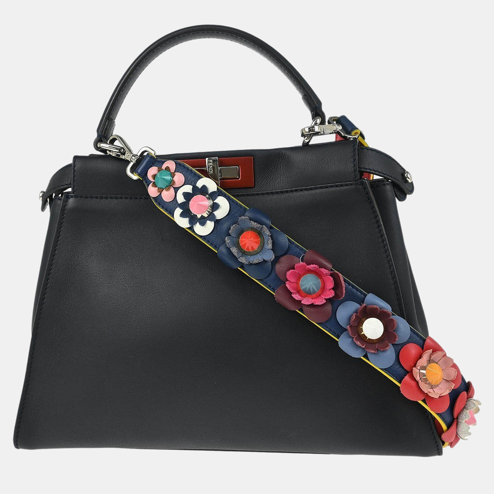 

Fendi Black Leather Peekaboo 2way Handbag
