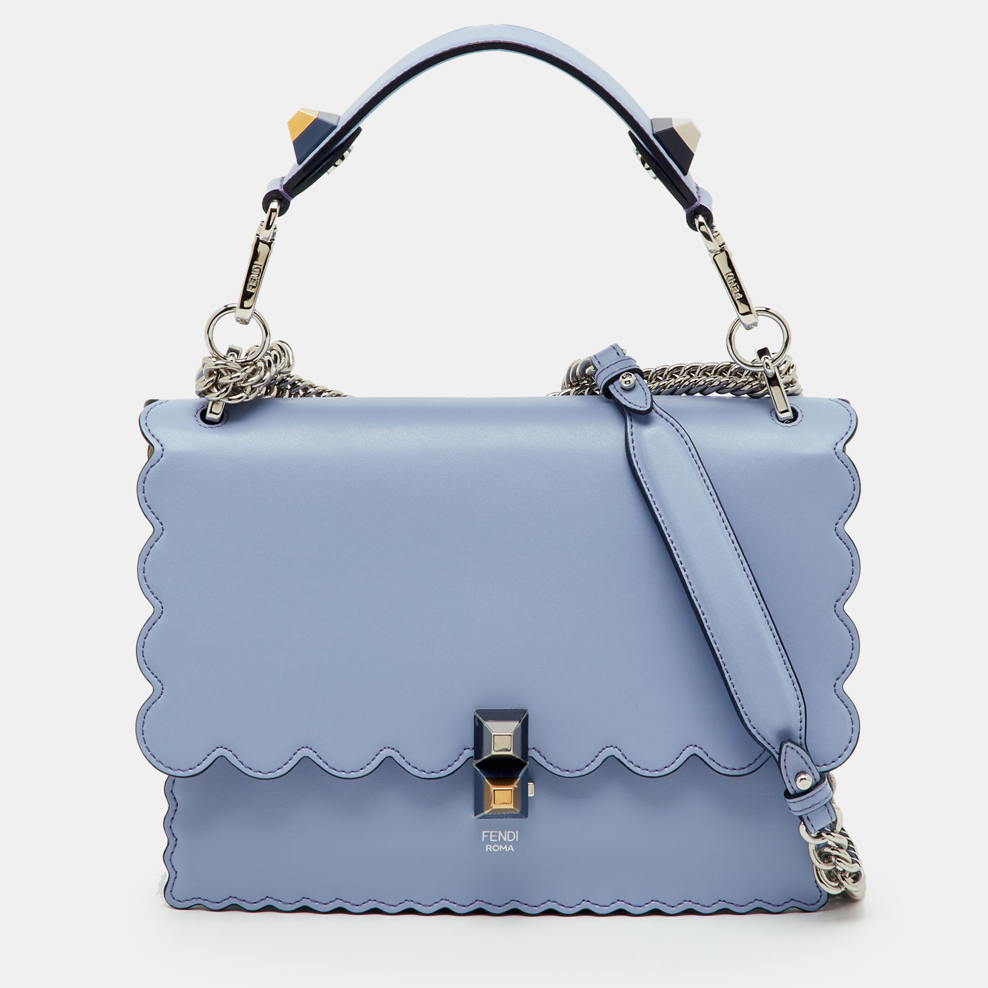 

Fendi Light Purple Scalloped Leather  Kan I Shoulder Bag