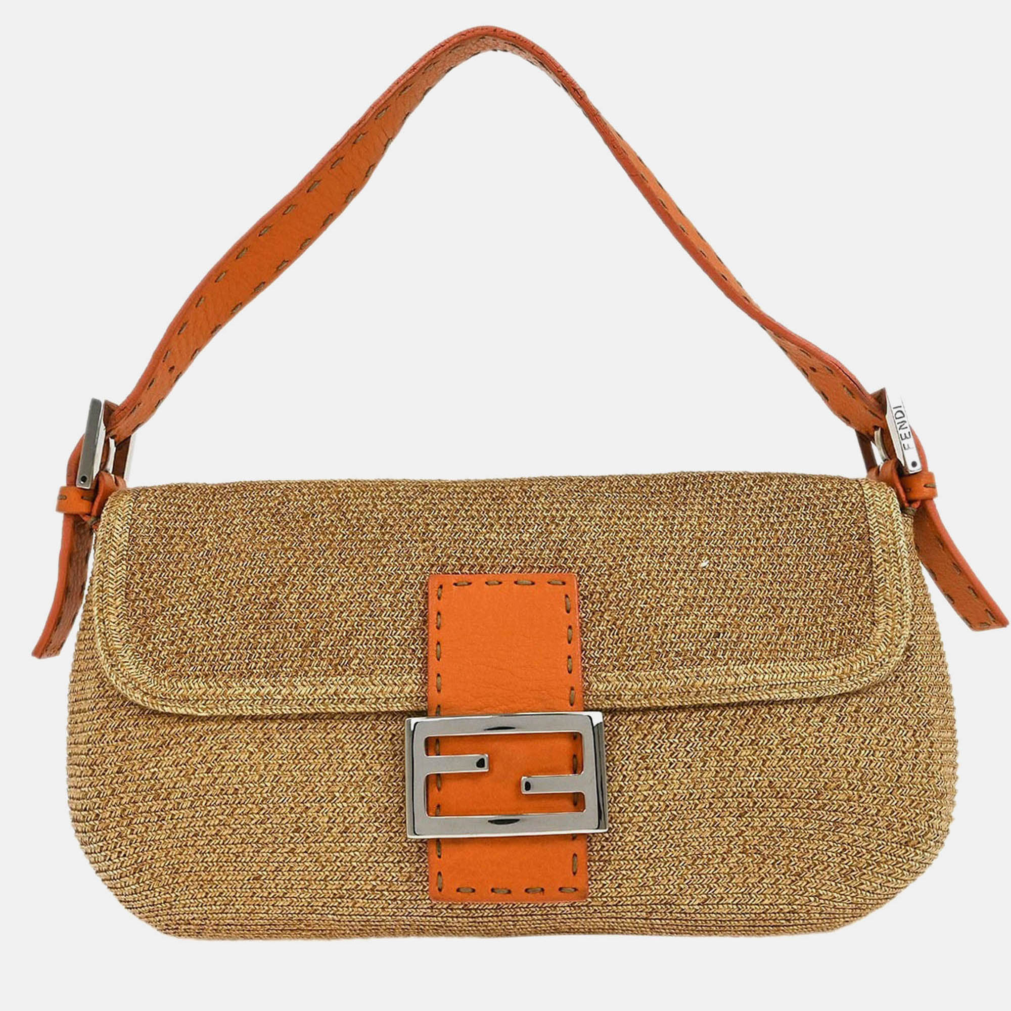 

Fendi Beige Raffia Baguette Handbag