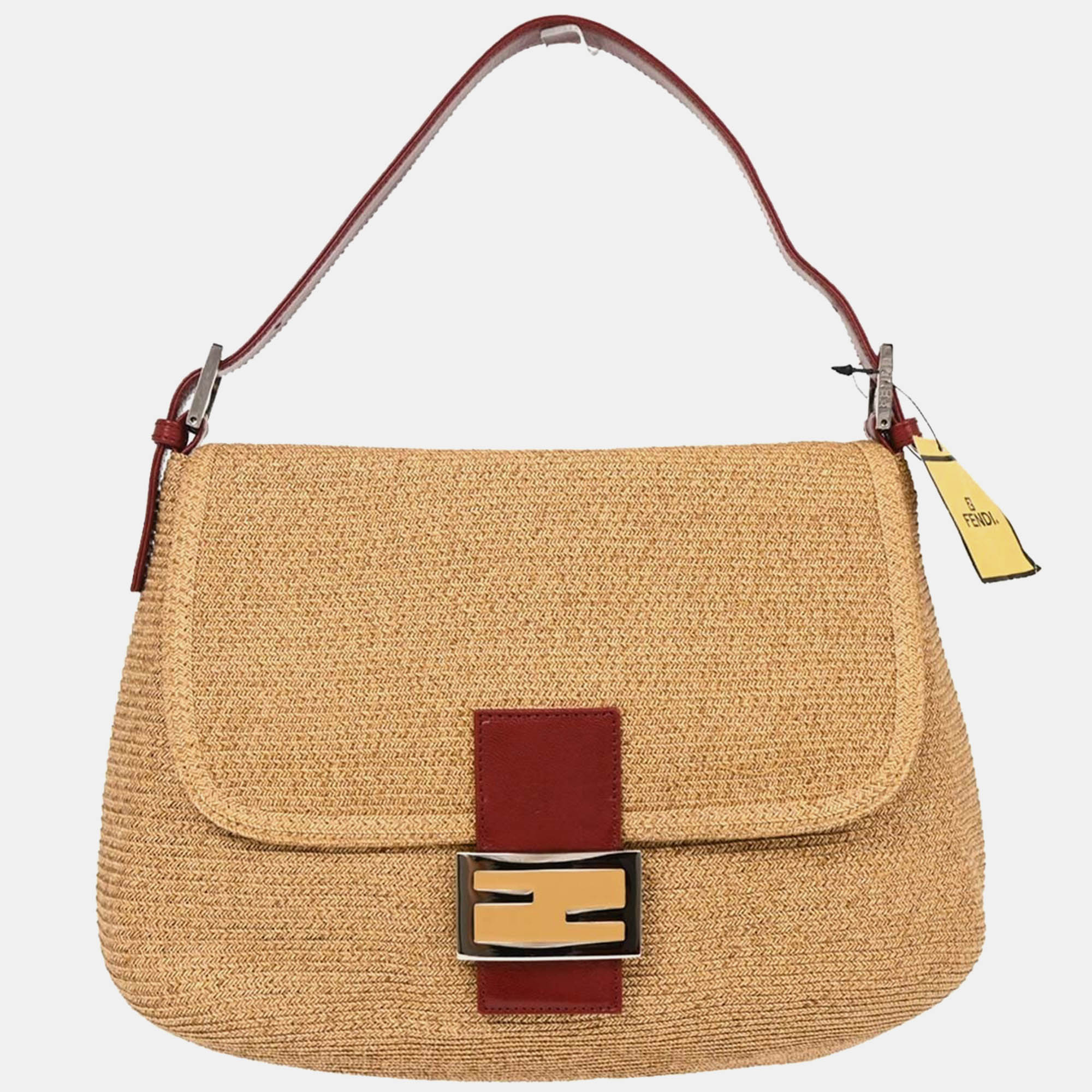 

Fendi Mamma Baguette Beige Straw Shoulder Bag