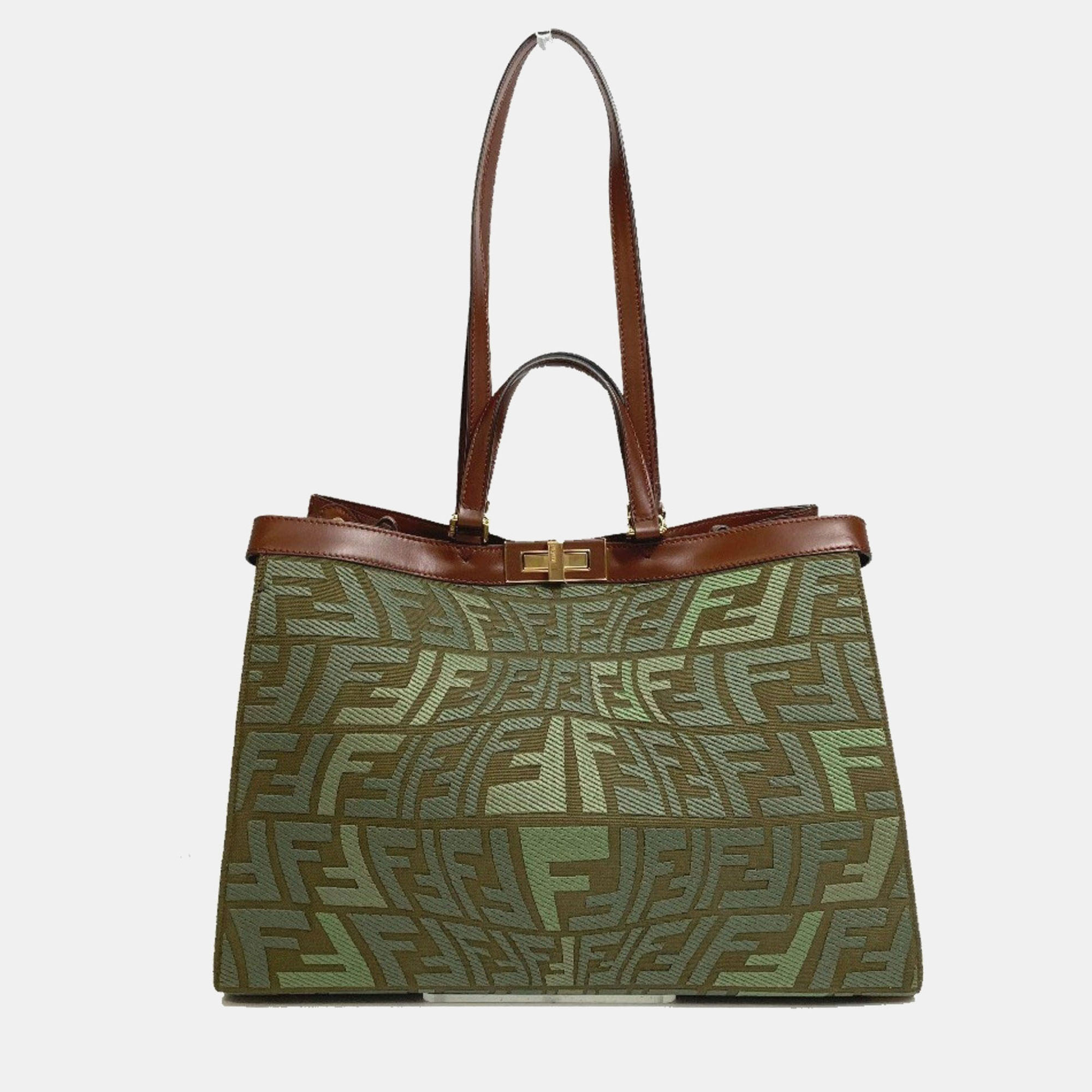 

Fendi Peekaboo X Tote Shoulder Bag Cotton Green