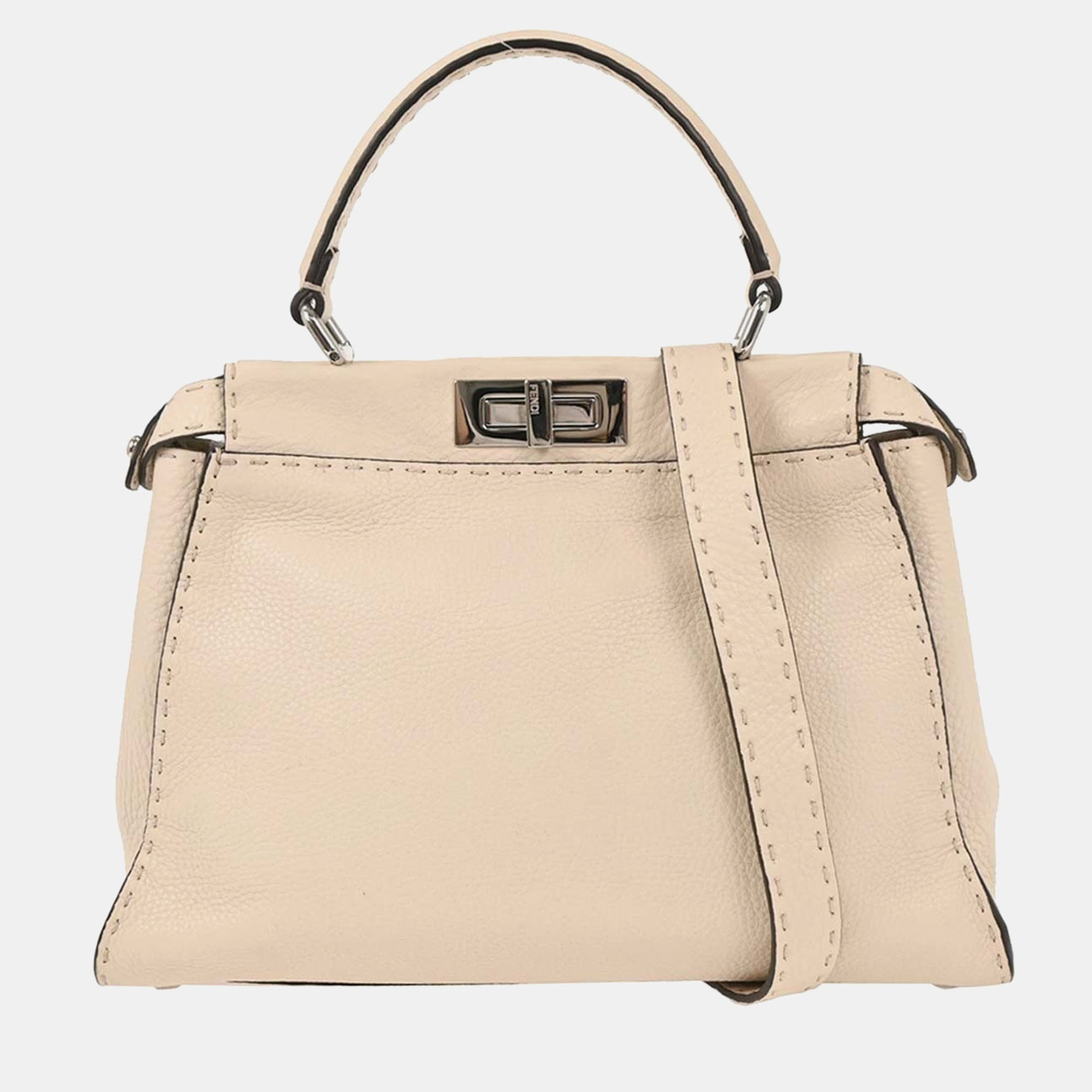 

Fendi Off-white Leather Peekaboo 2way Handbag