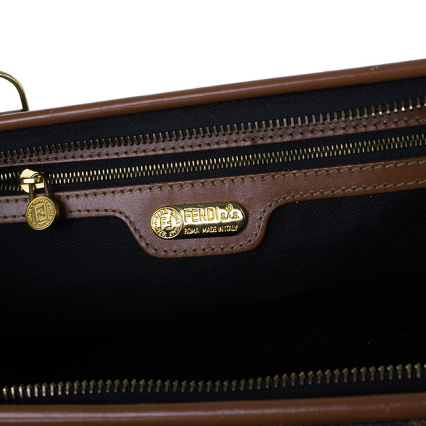 FENDI Boston bag Pekan PVC/leather Brown khaki Women Used –