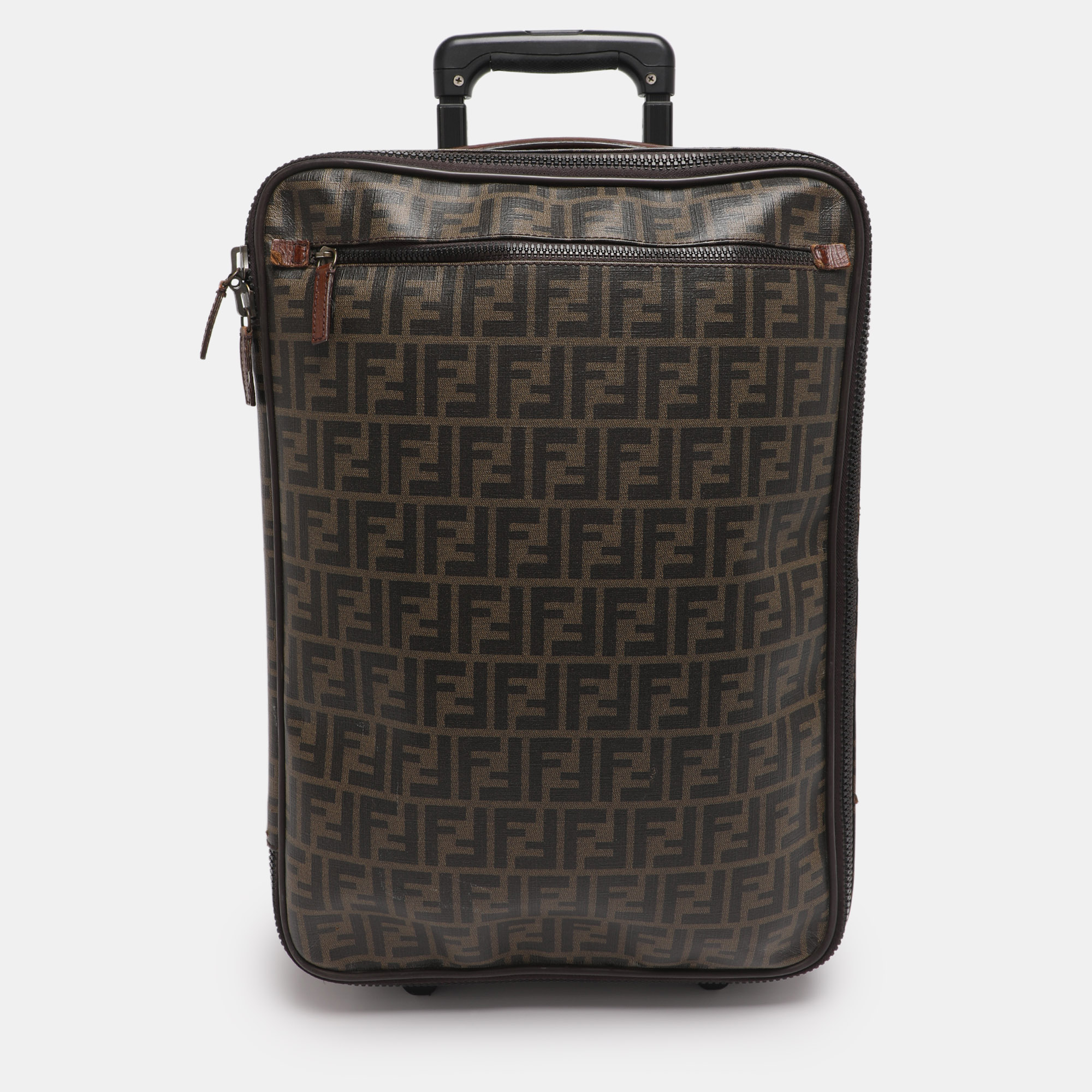 

Fendi Tobacco Zucca Coated Canvas And Leather Carry On Luggage Suitcase, Brown