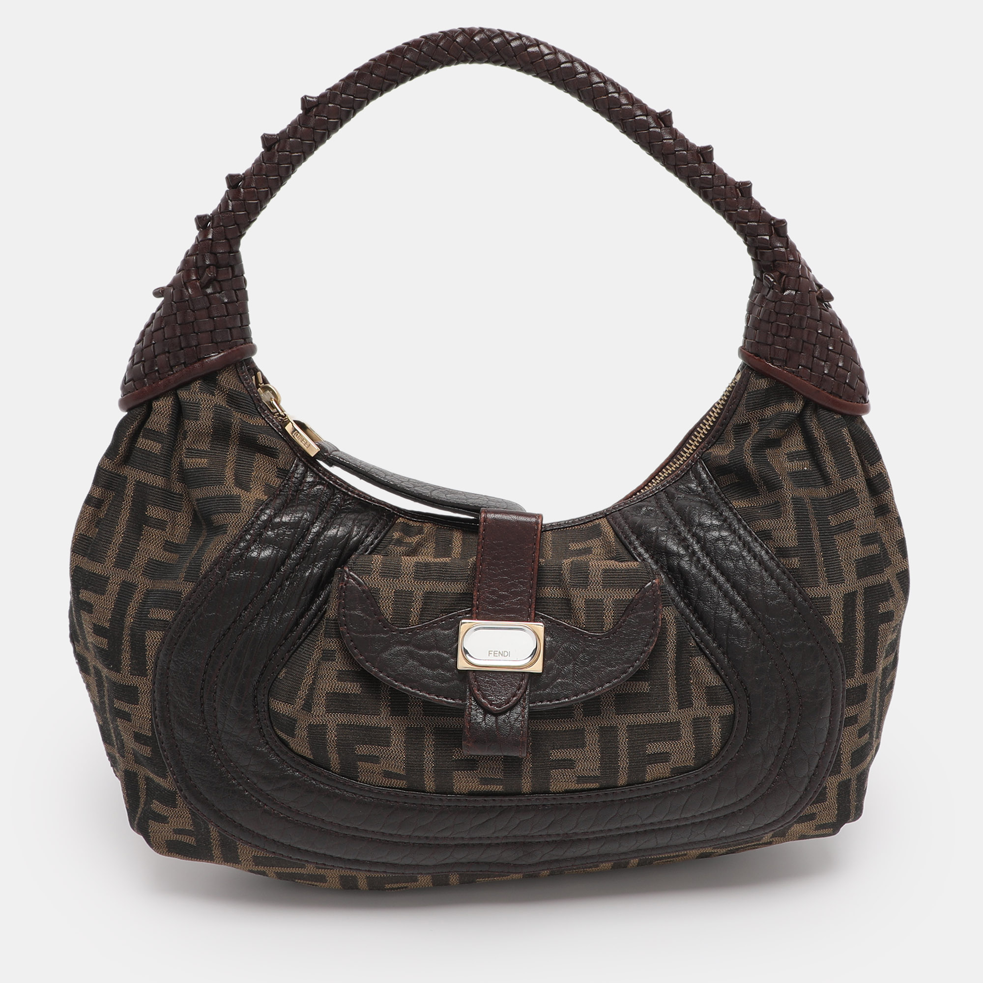 

Fendi Tobacco Zucca Canvas and Leather Spy Moro Hobo, Brown