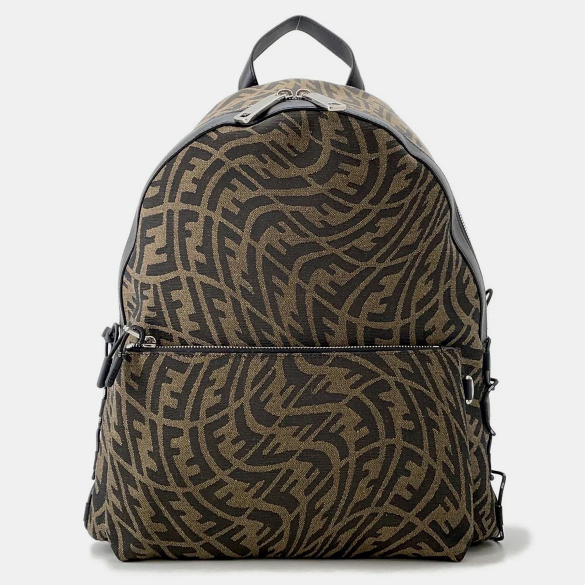 

Fendi FF Vertigo Brown Canvas Backpack