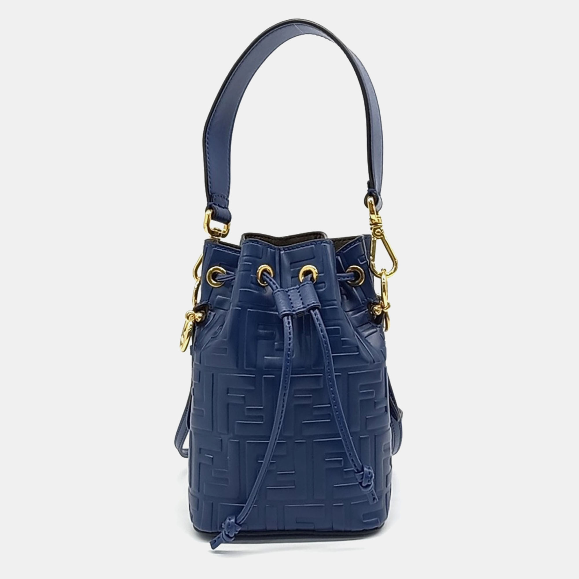 

Fendi Blue Leather Montresor Bucket Bag Mini