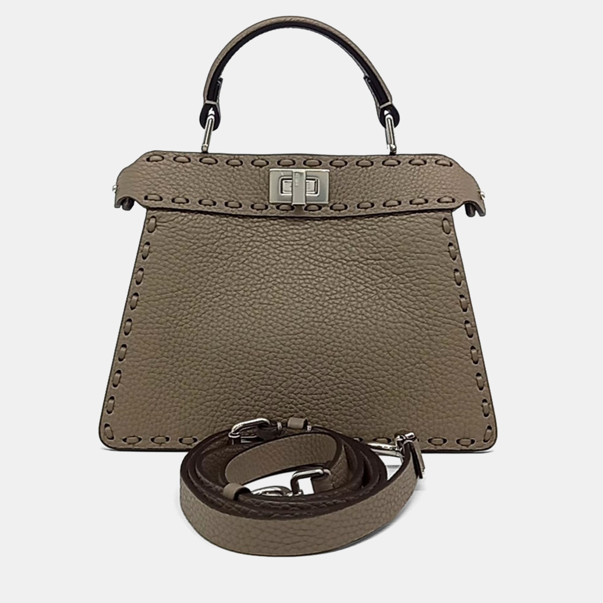 

Fendi Brown Leather Selleria Peekaboo I SEE U Petite
