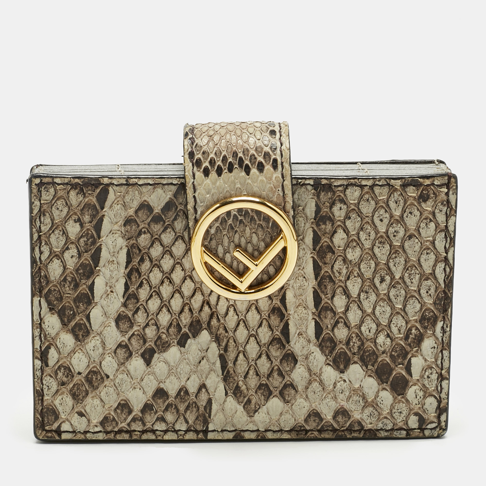 

Fendi Grey Python and Leather F is Fendi Card Case