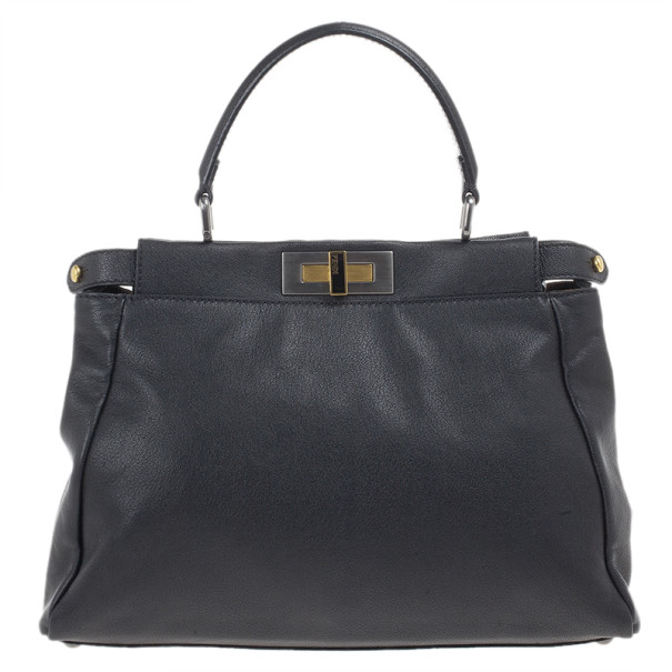 Pre Owned Fendi Black Small Pekaboo Satchel