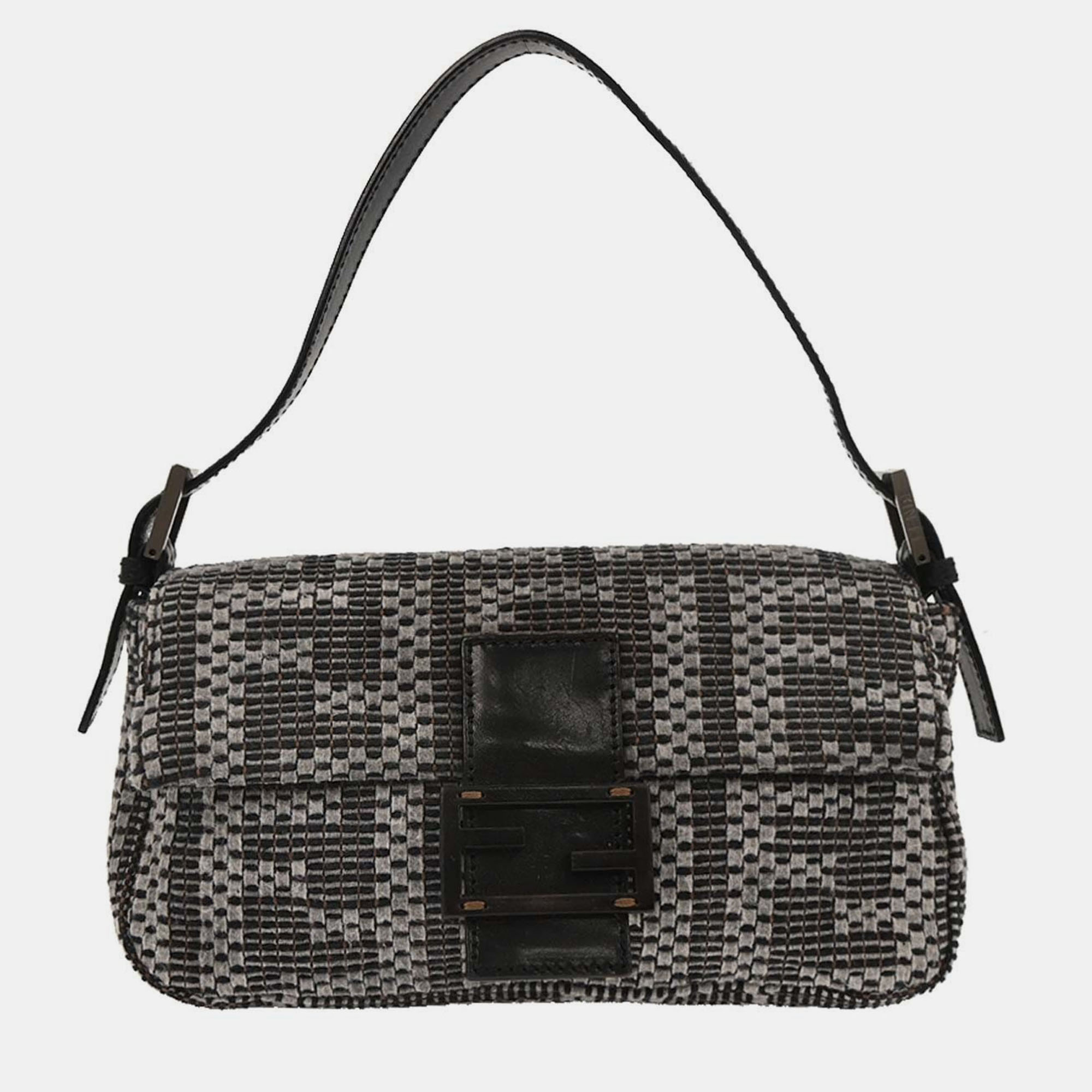 

Fendi Gray Felt Zucca Baguette Handbag, Grey