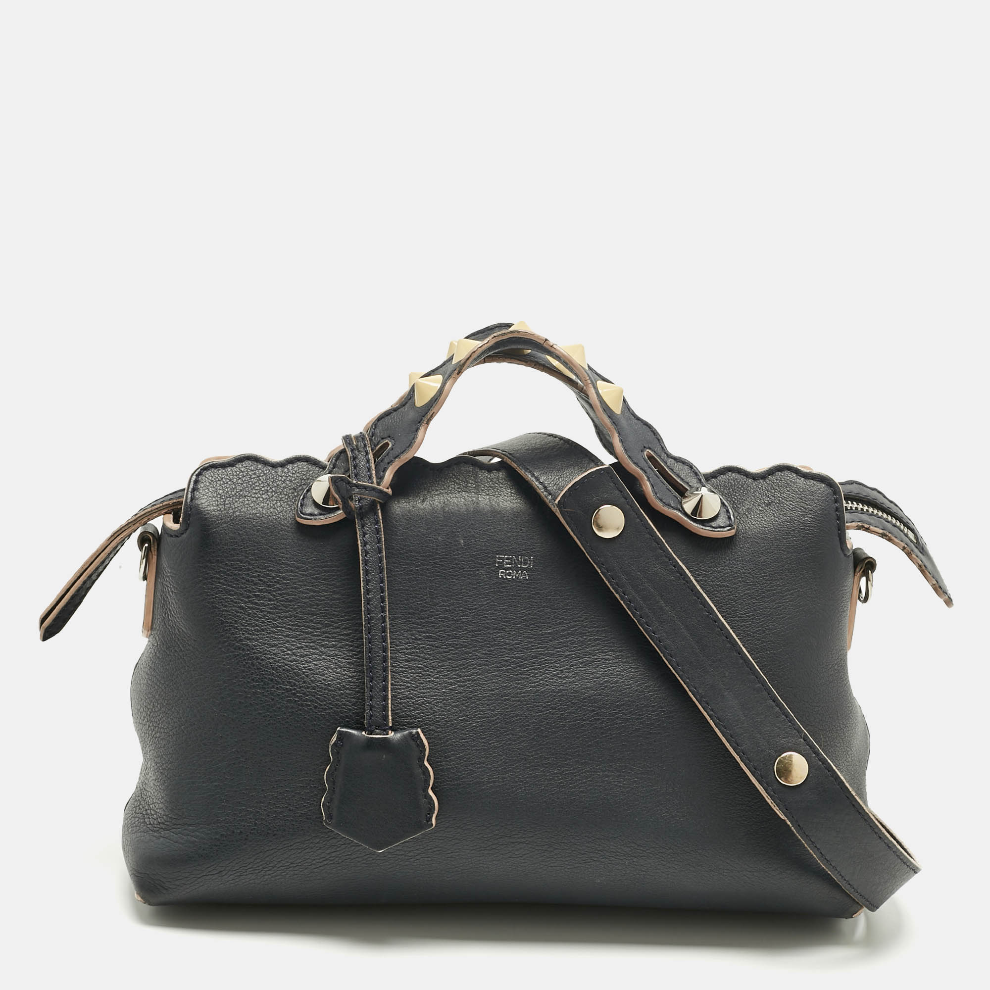 

Fendi Navy Blue Leather  By The Way Scalloped Bag