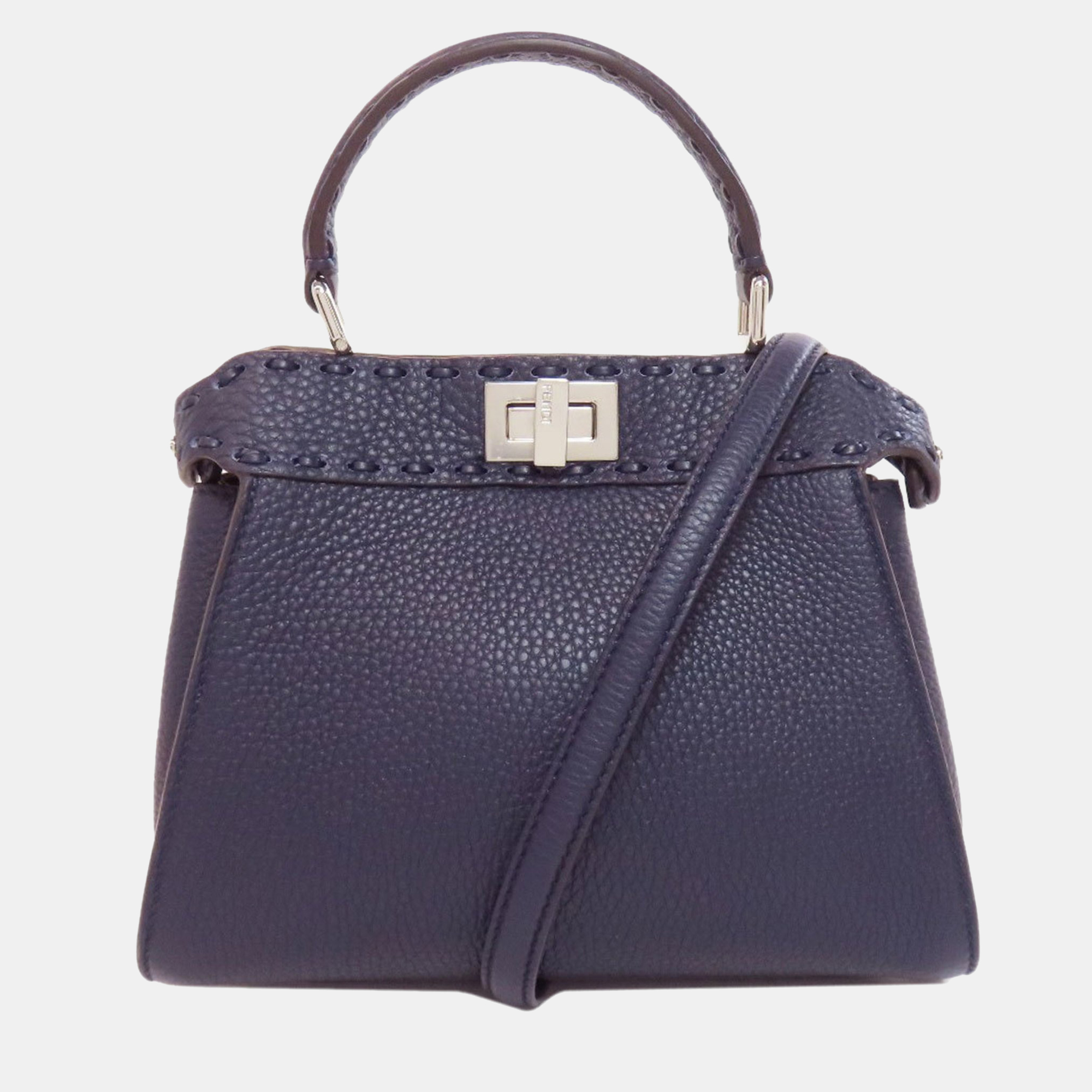 

Fendi Peekaboo Mini Selleria Handbag In Calf Leather, Navy blue