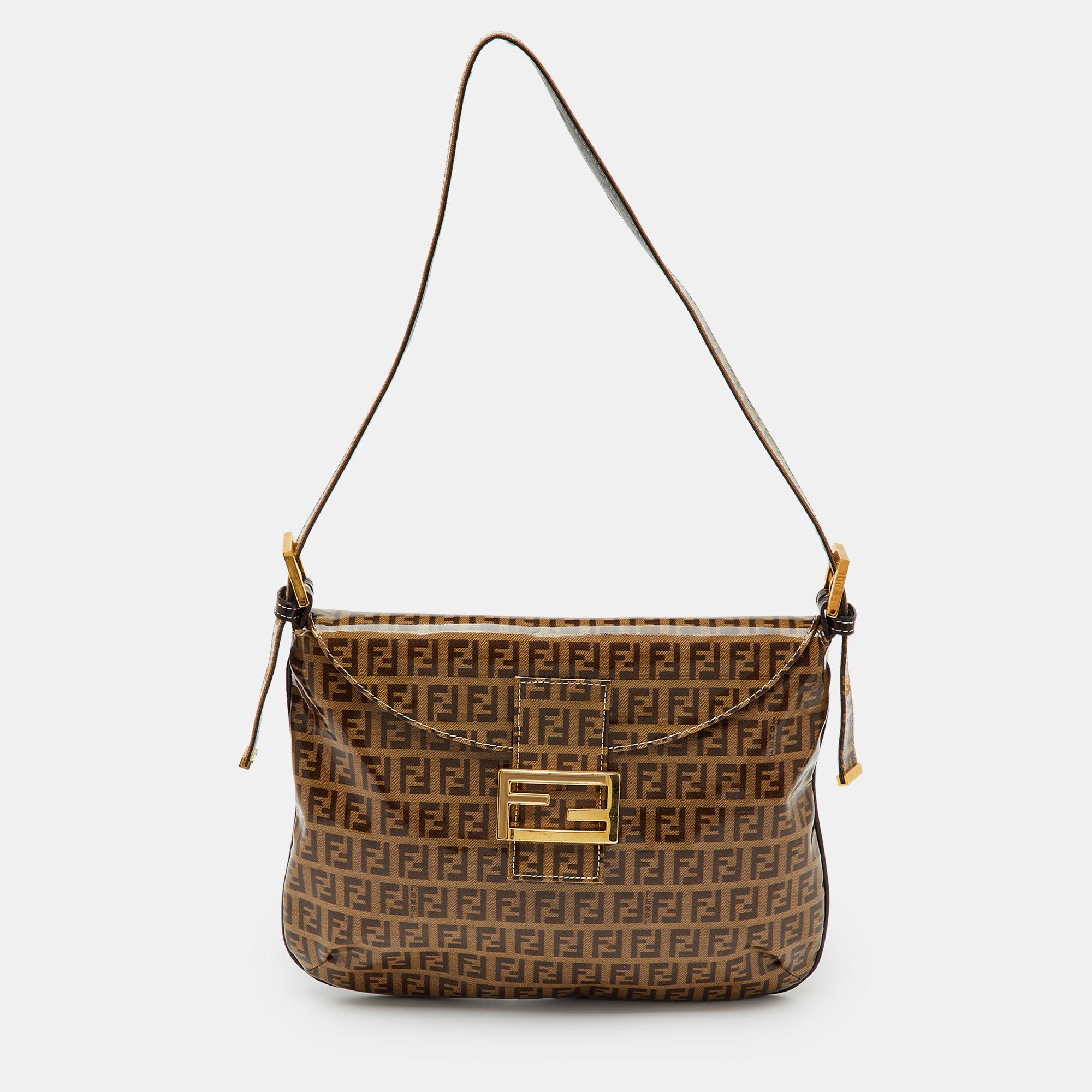 

Fendi Brown Zucchino Coated Canvas Mama Baguette Bag