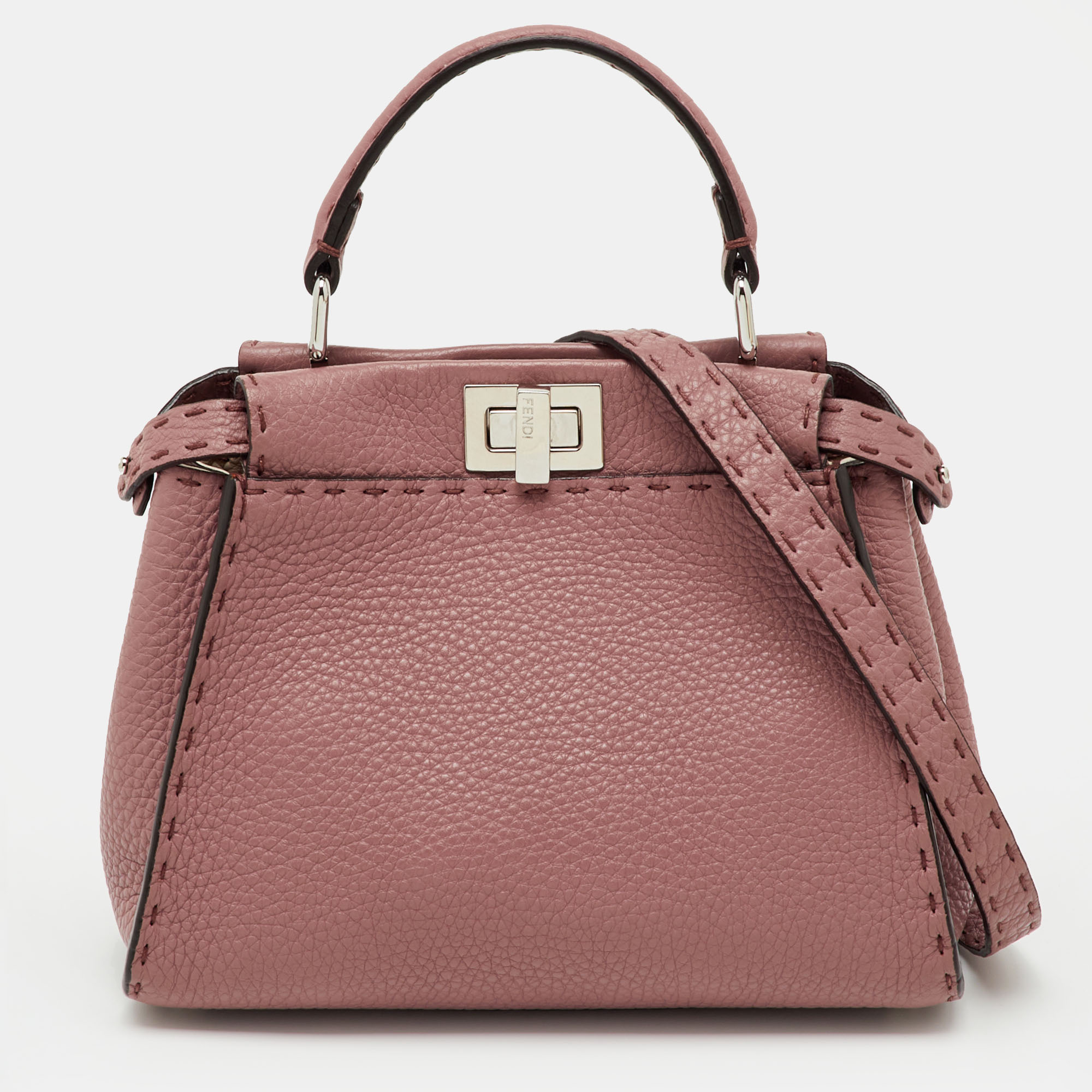 

Fendi Old Rose Pink Leather Mini Peekaboo Top Handle Bag