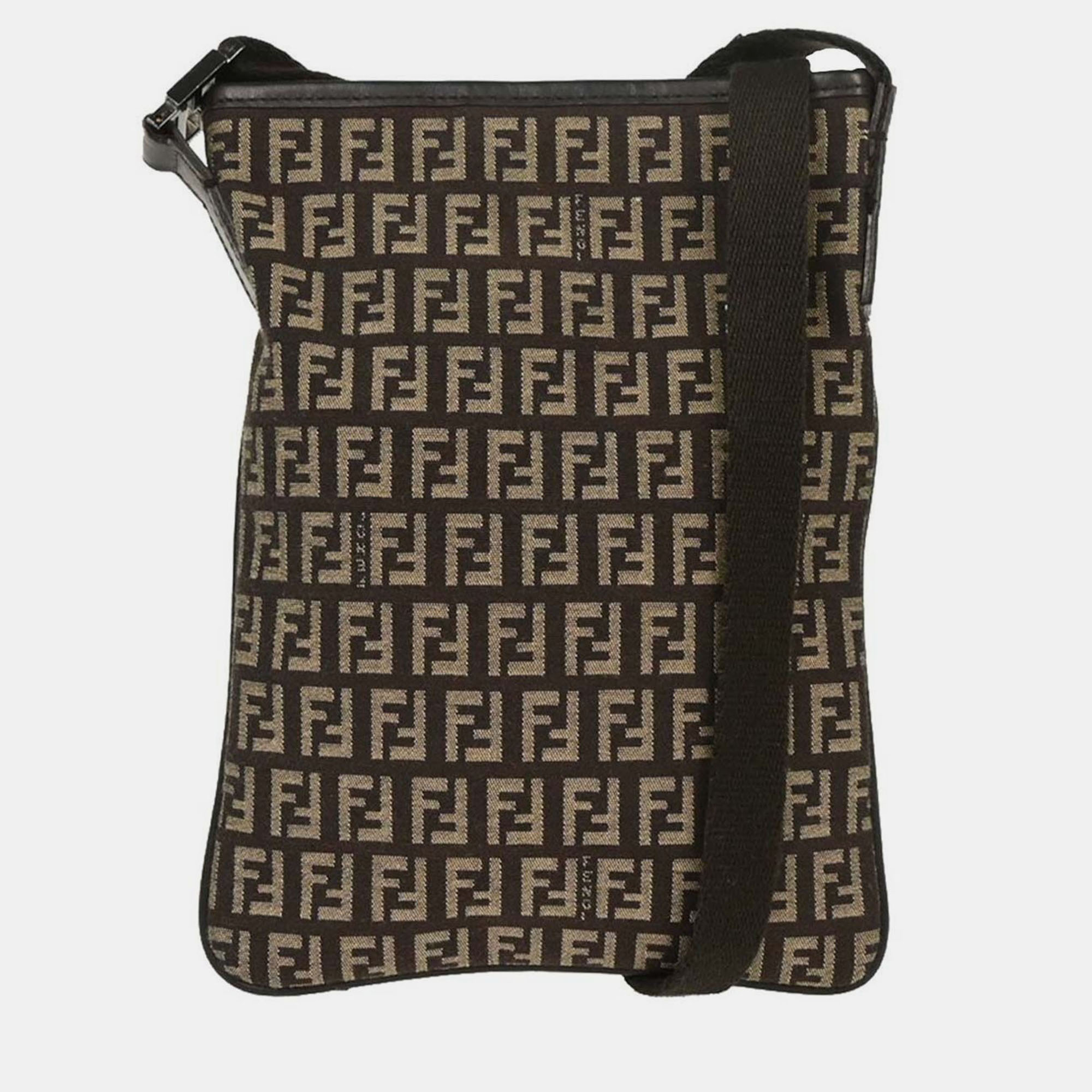

Fendi Brown Zucchino Shoulder Bag, Beige