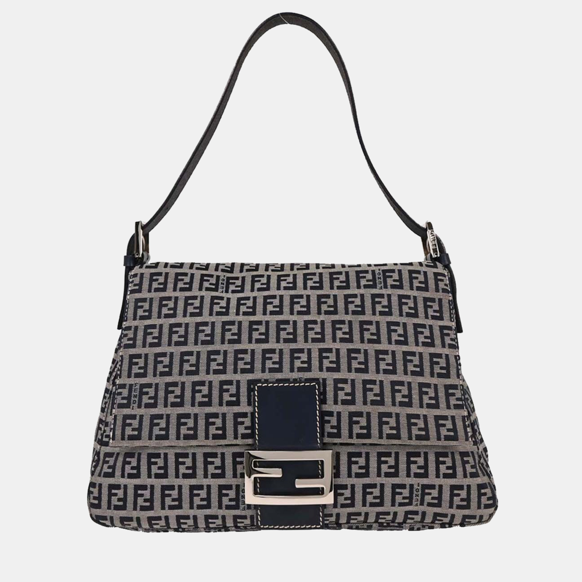 

Fendi Navy Gray Zucchino Mamma Baguette Handbag, Grey