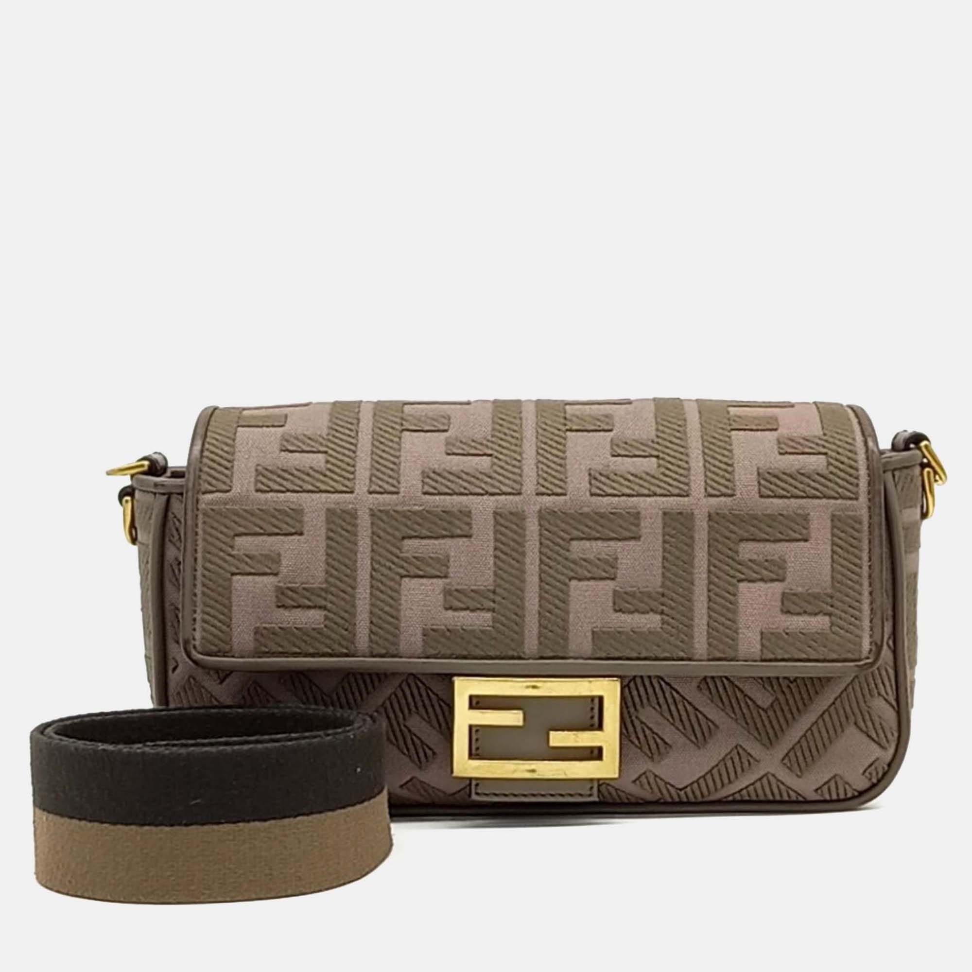 

Fendi Brown Canvas and Leather Baguette Bag