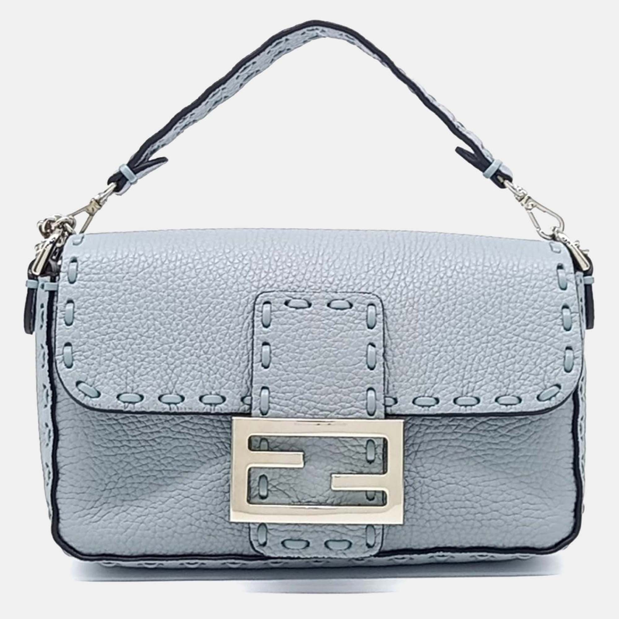 

Fendi Blue Leather Selleria Baguette Mini