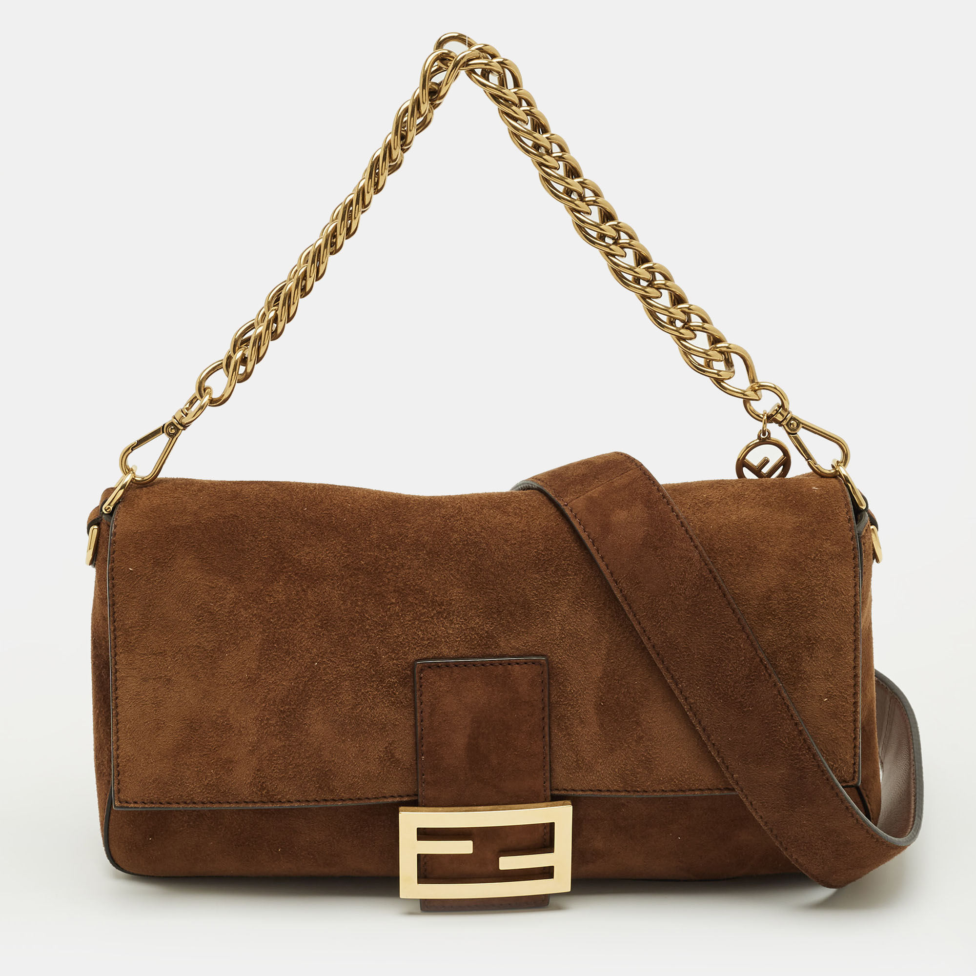 

Fendi Brown Suede  Baguette Bag