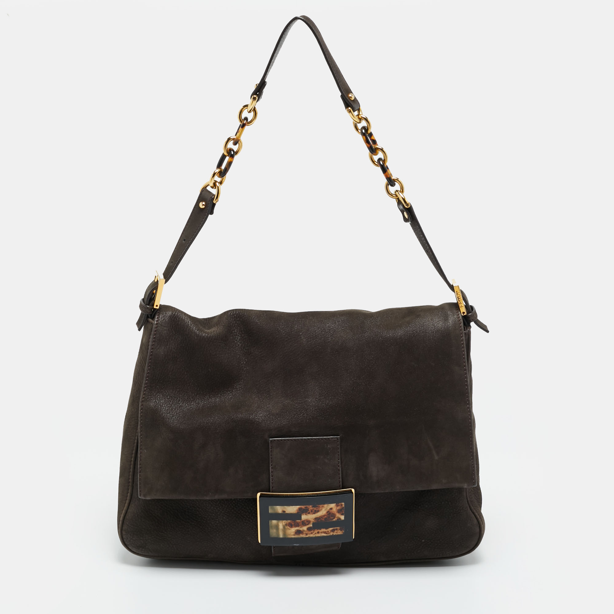 

Fendi Mama Forever  Cacao Iridescent Leather Shoulder Bag, Brown