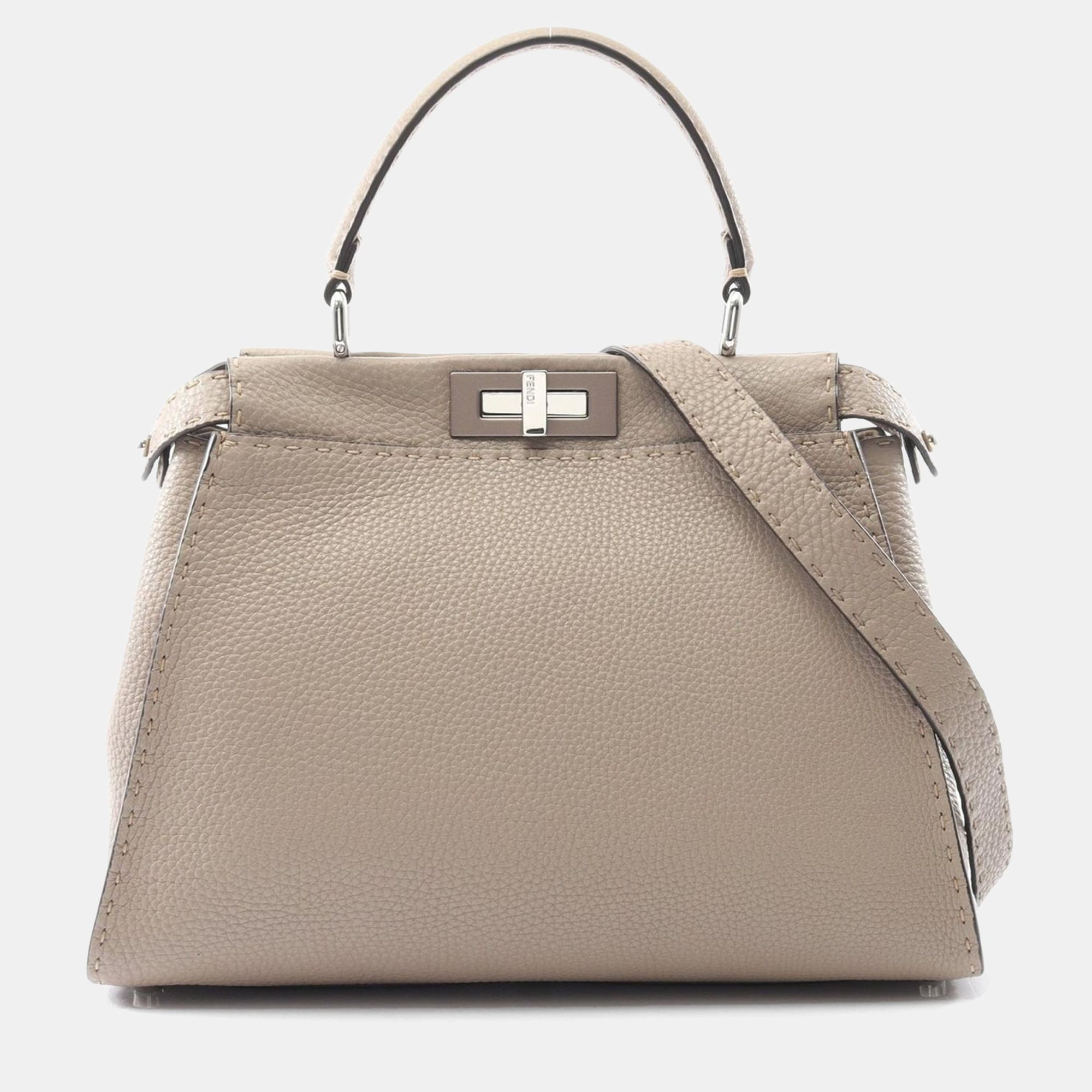 

Fendi Peekaboo Selleria Beige Leather Shoulder Bag