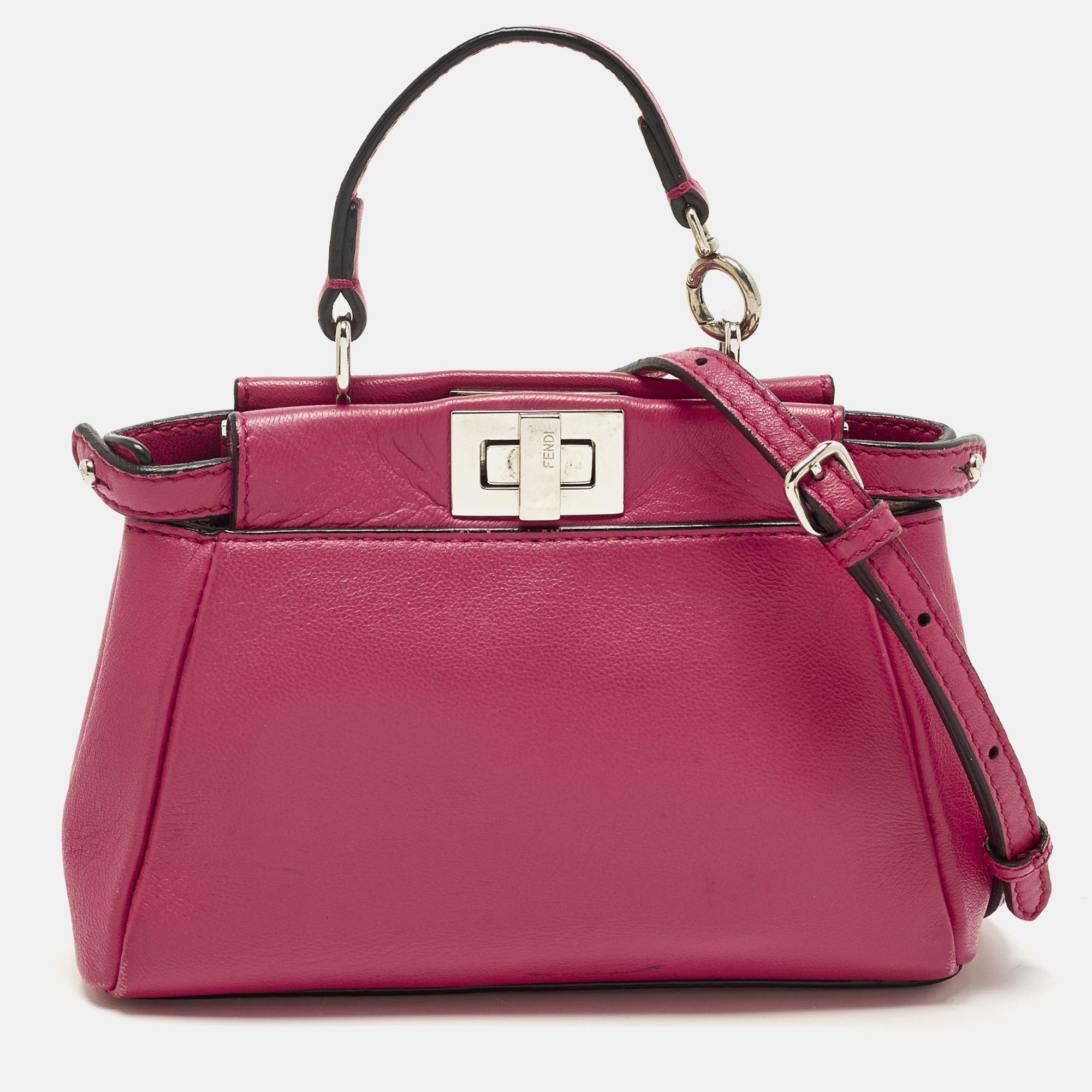 

Fendi Peekaboo Micro Fuchsia Leather Crossbody Bag, Pink