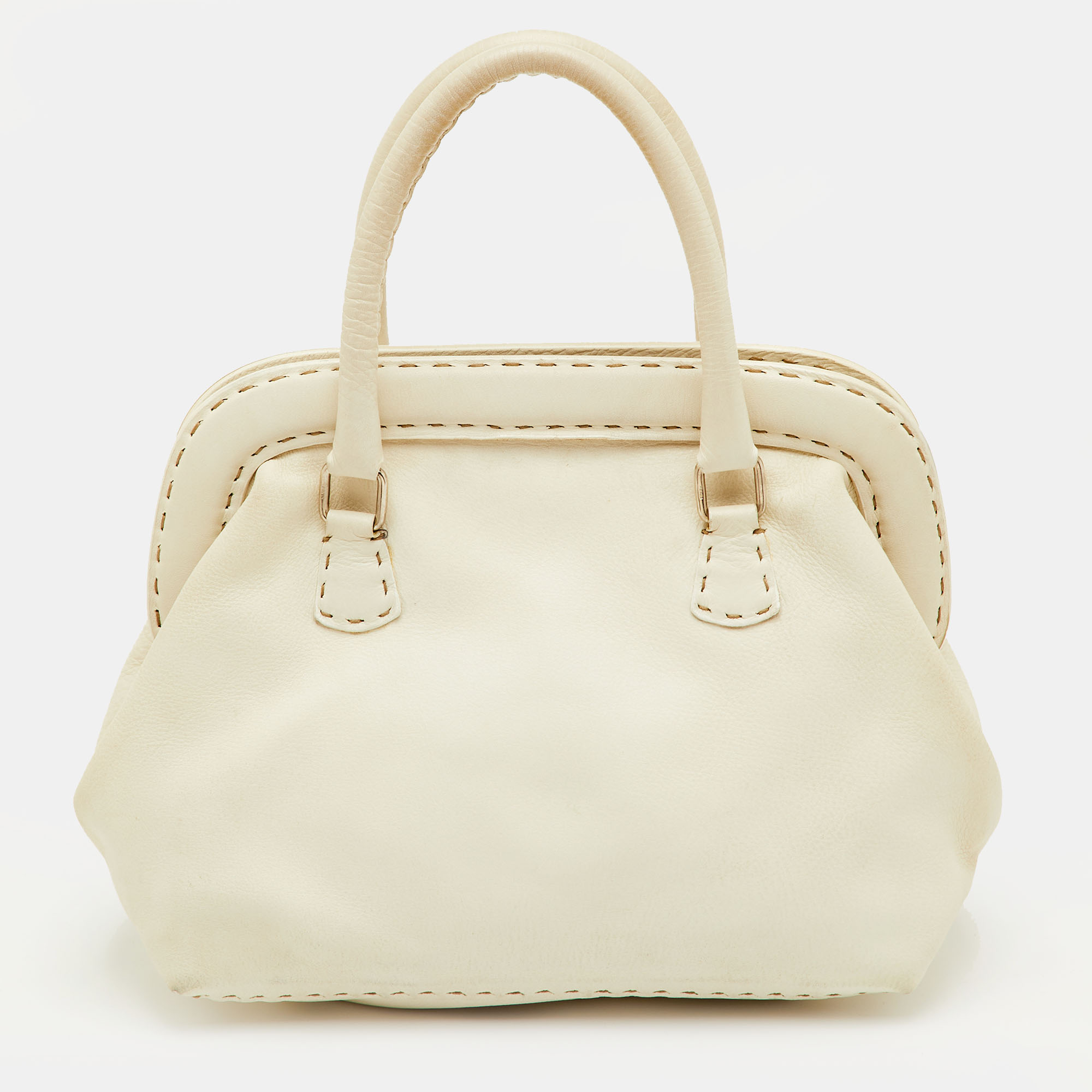 

Fendi Adele White Leather Selleria Satchel
