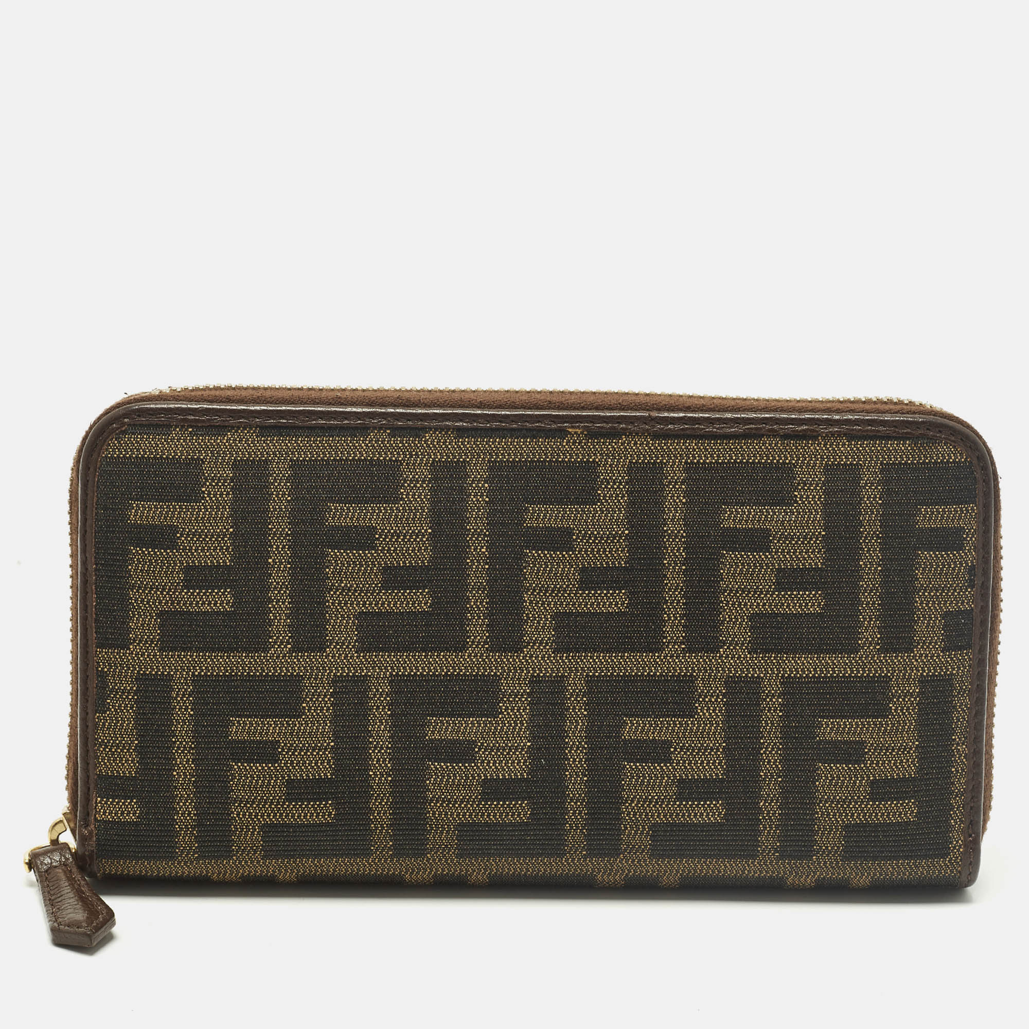 

Fendi Tobacco Zucca Canvas Zip Around Wallet, Brown