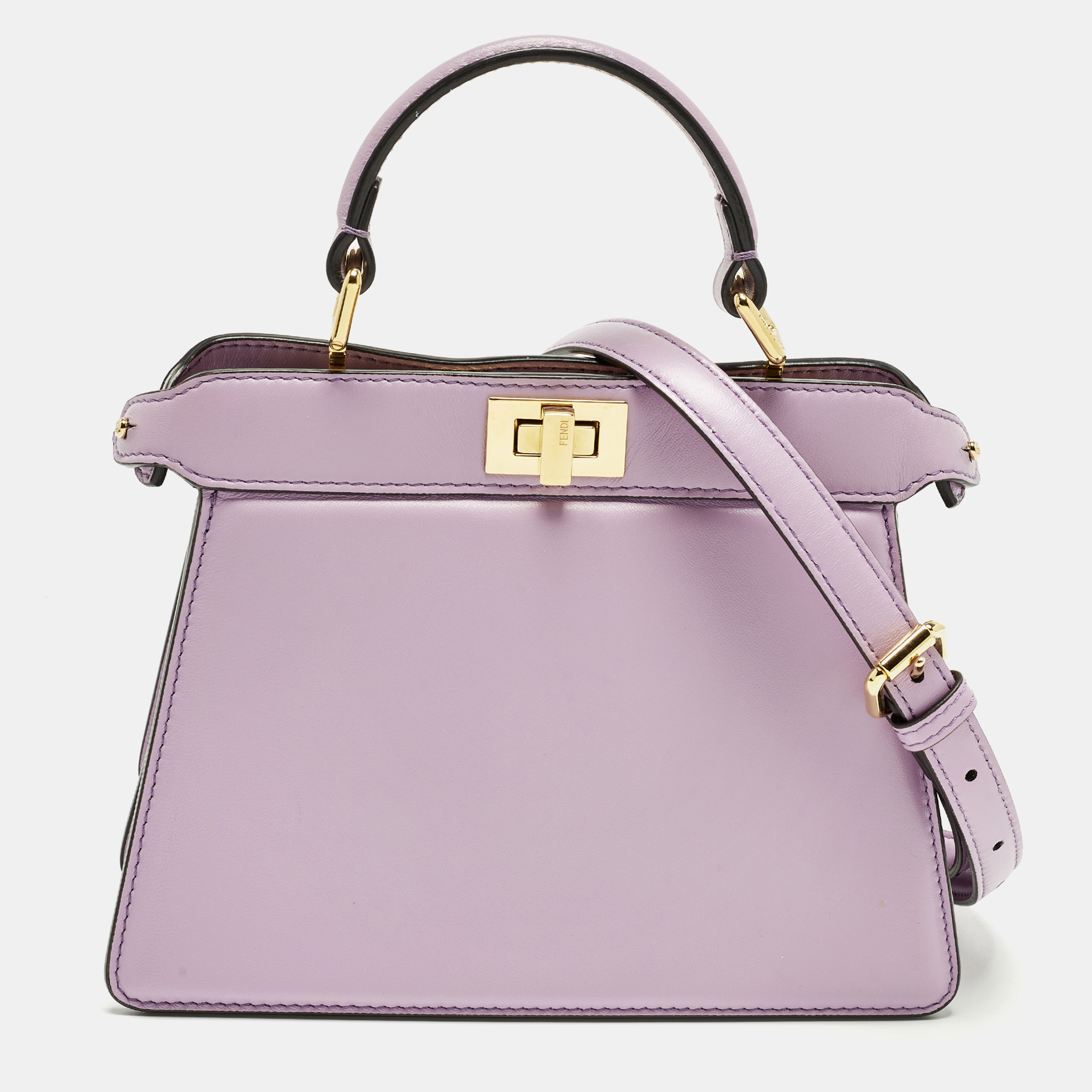 

Fendi Peekaboo Iseeu Petite Lilac Leather Top Handle Bag, Purple