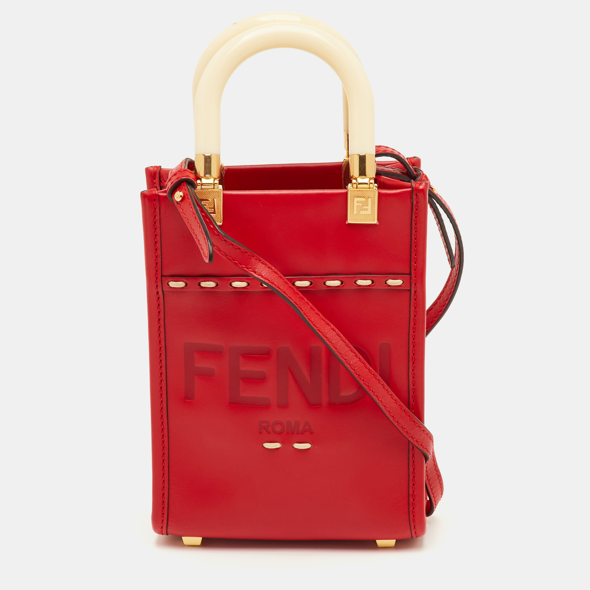 

Fendi Sunshine Mini Red Leather Tote