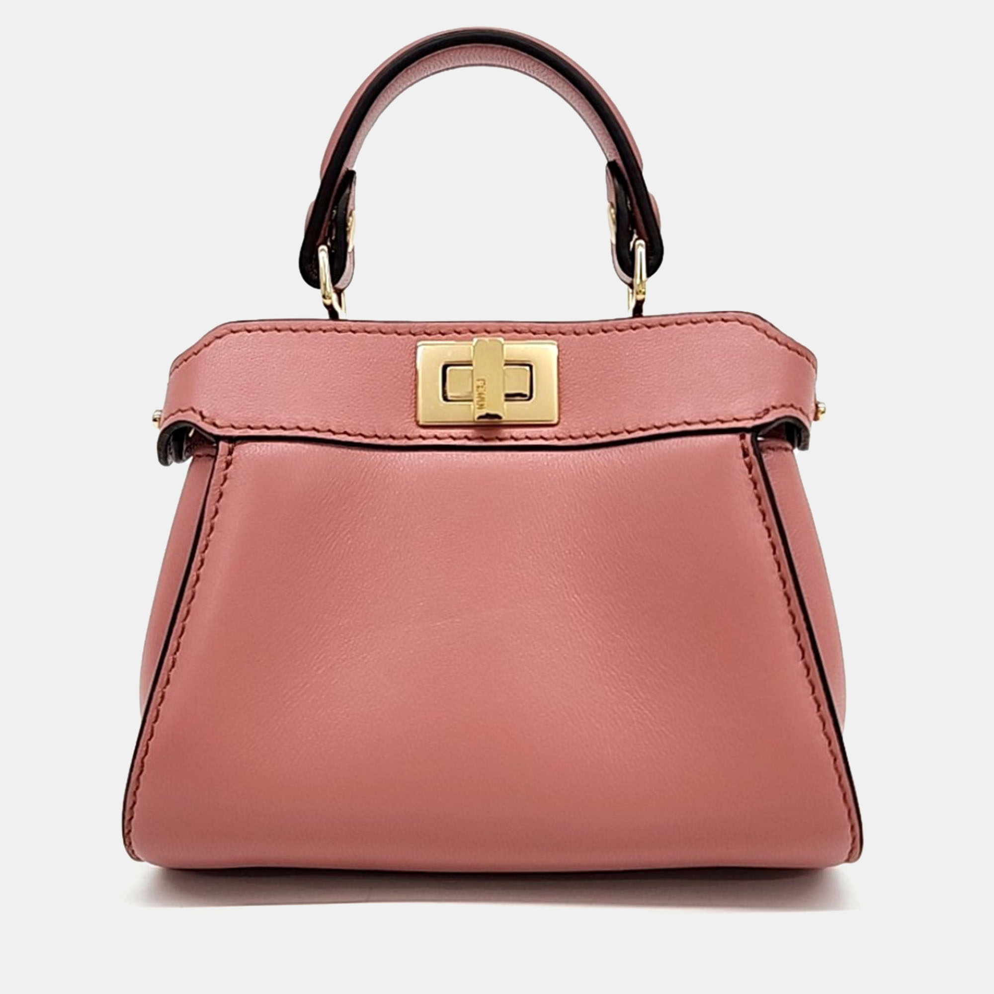 

Fendi Leather Nano Peekaboo Crossbody Bag, Pink