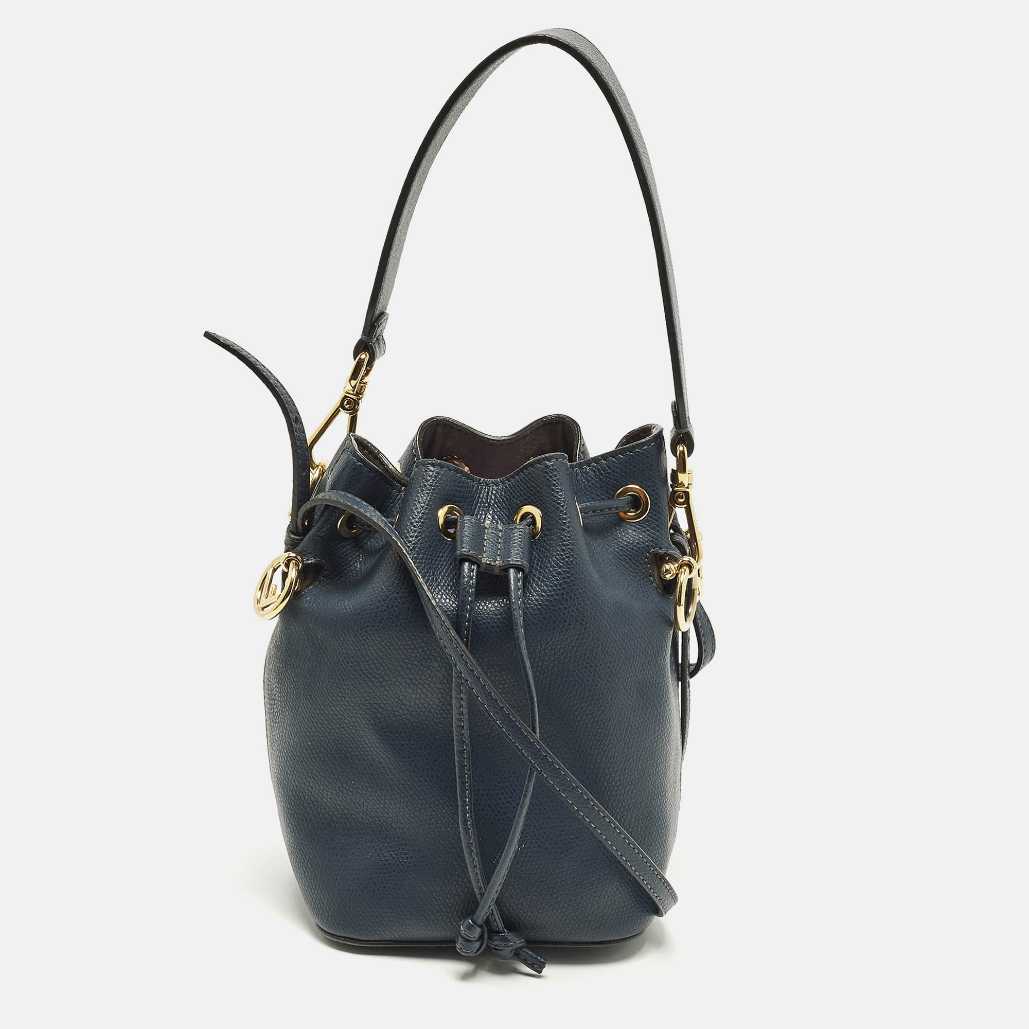 

Fendi Mon Tresor Mini Navy Blue Leather Bucket Bag