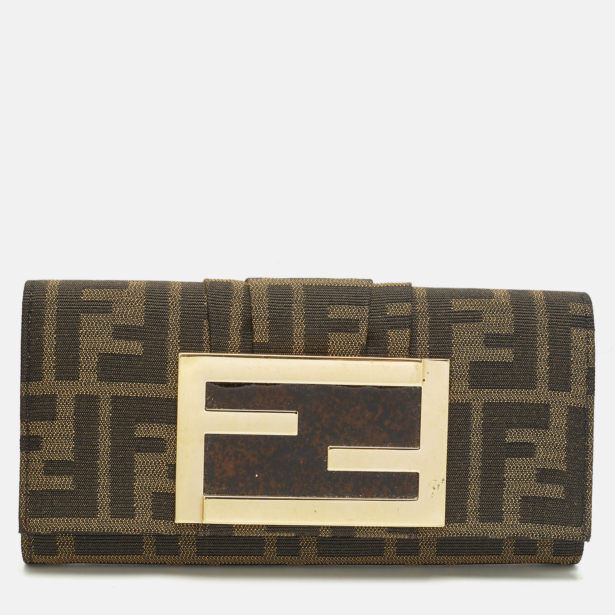 

Fendi FF Logo Tobacco Zucca Canvas Continental Wallet, Brown