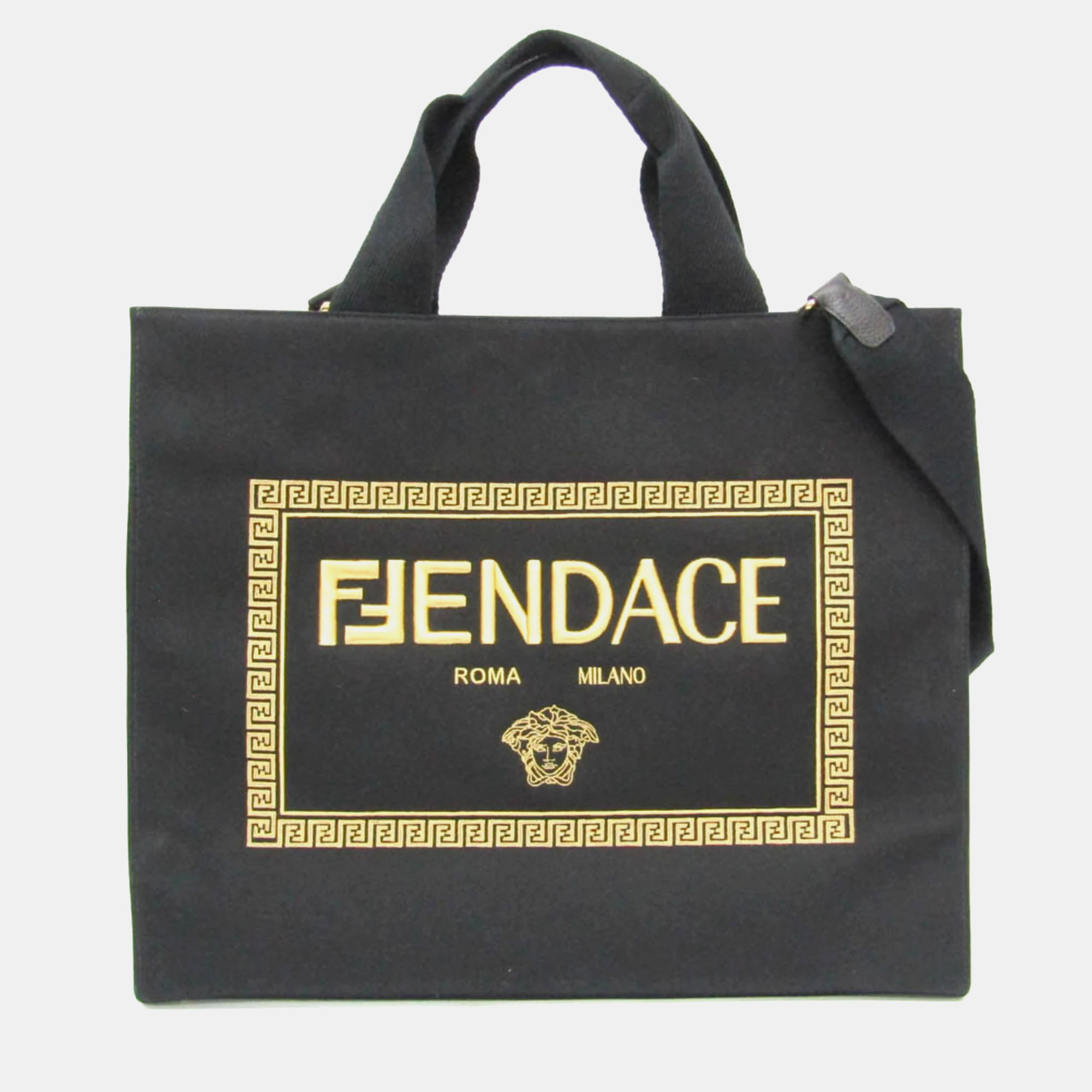 

Fendi x Versace Fendace Gold Black Canvas Tote Bag