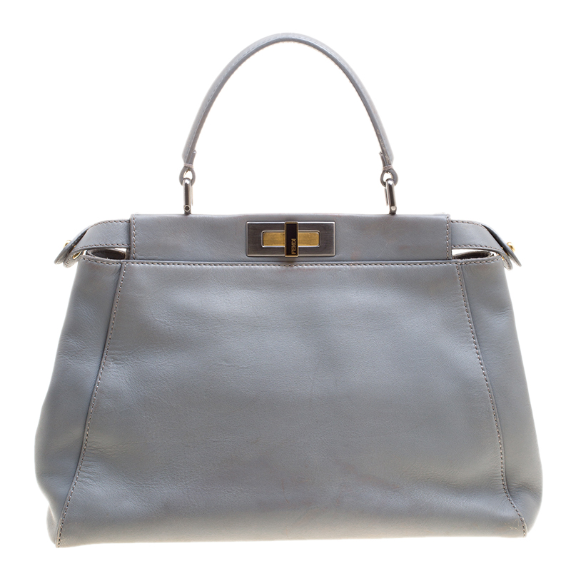 Fendi Grey Leather Medium Peekaboo Top Handle Bag Fendi | TLC