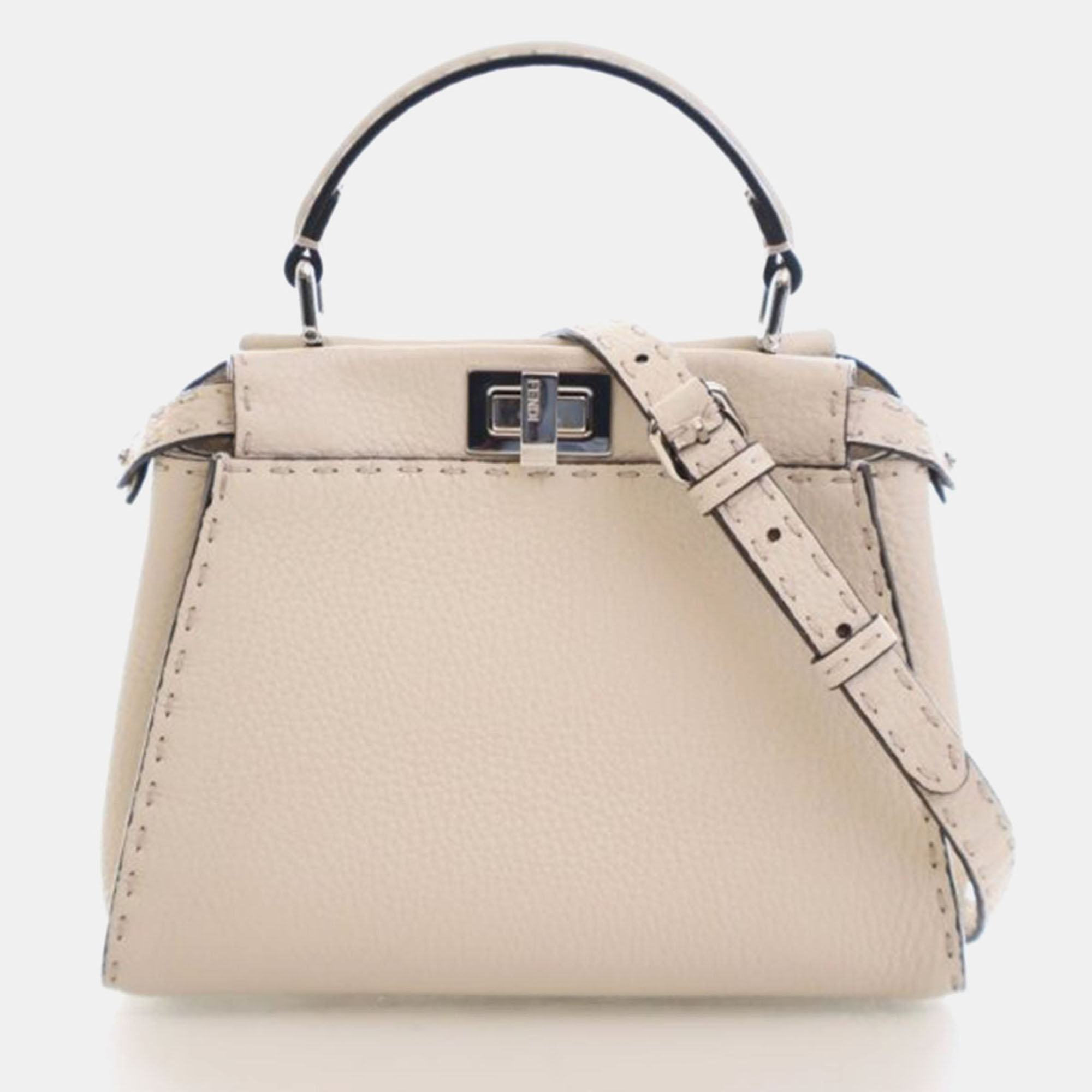 

Fendi Mini Calfskin Peekaboo, Cream