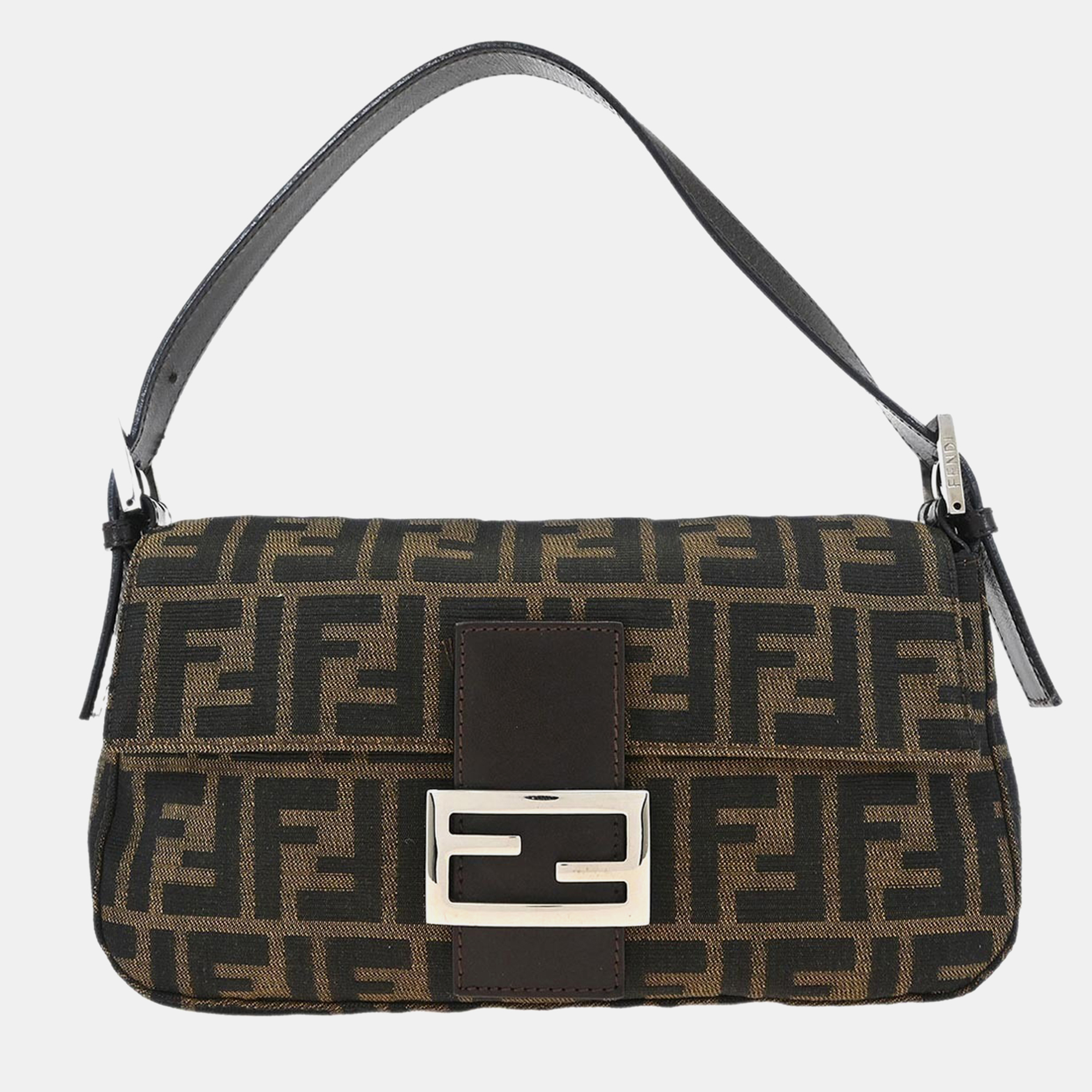 

Fendi Brown Zucca Baguette Handbag, Black
