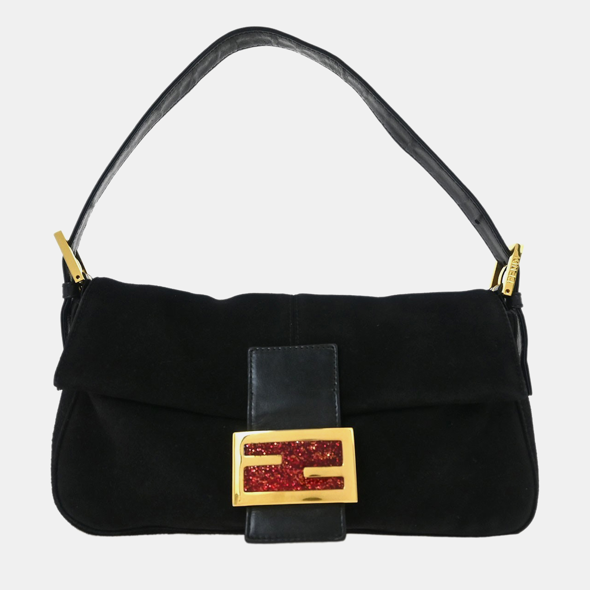 

Fendi Black Suede Baguette Handbag