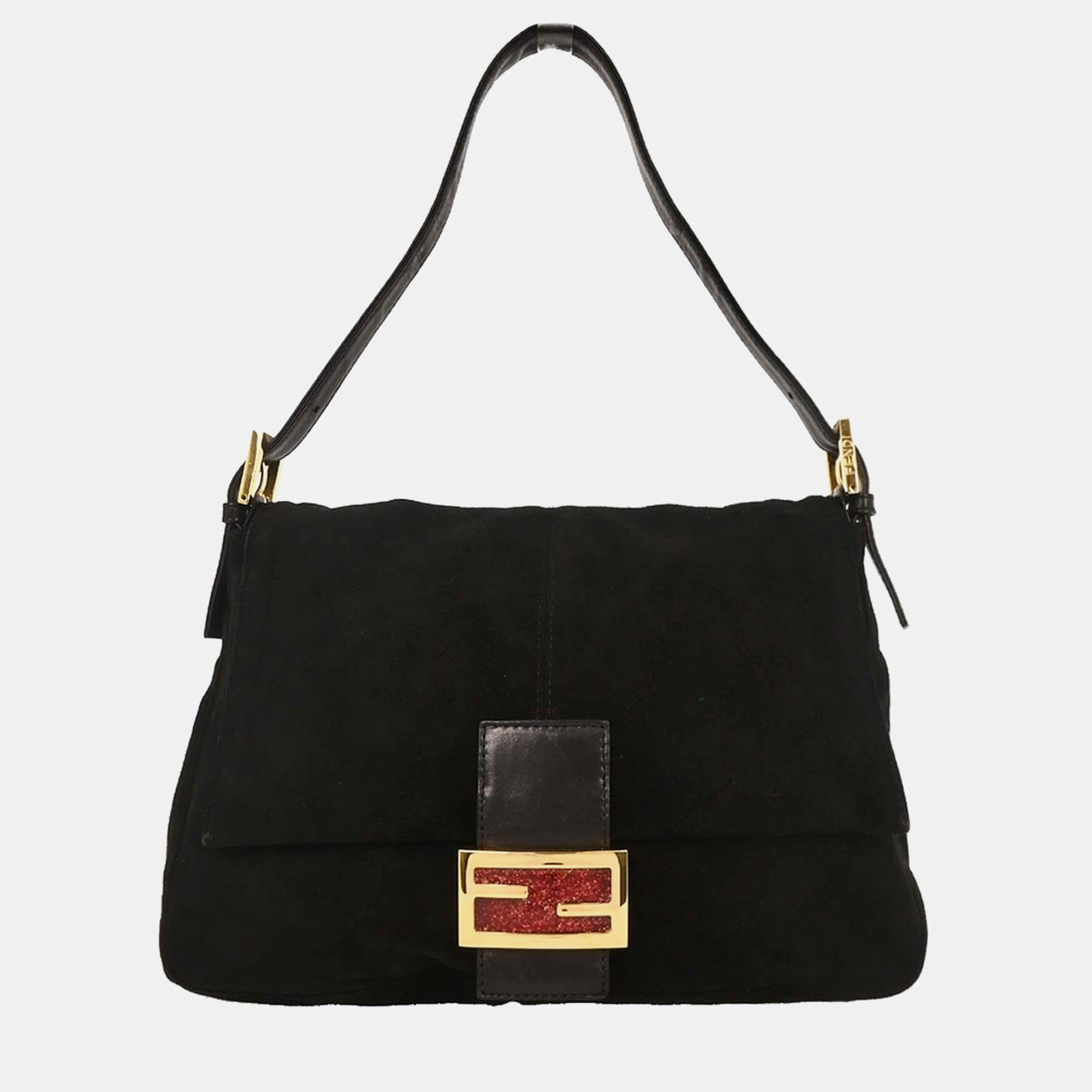 

Fendi Black Suede Mamma Baguette Handbag