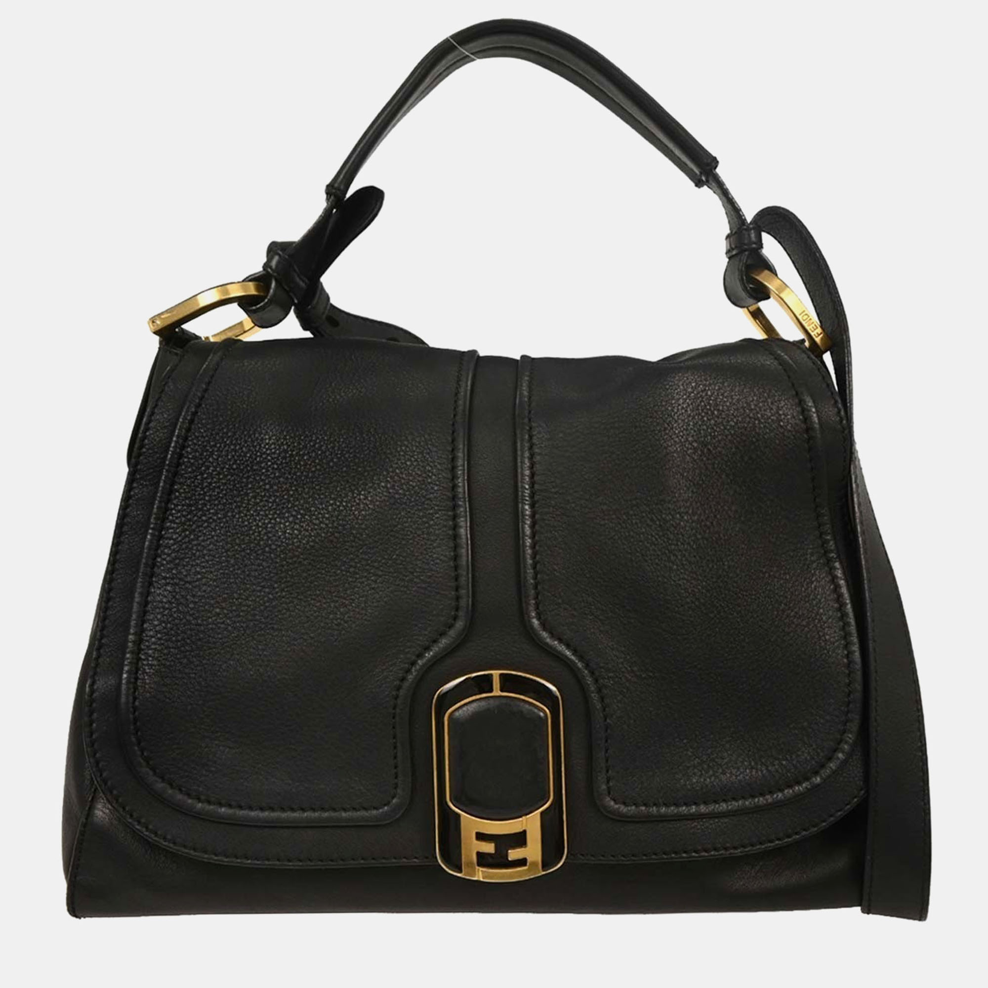 

Fendi Anna Black Leather Top Handle Bag