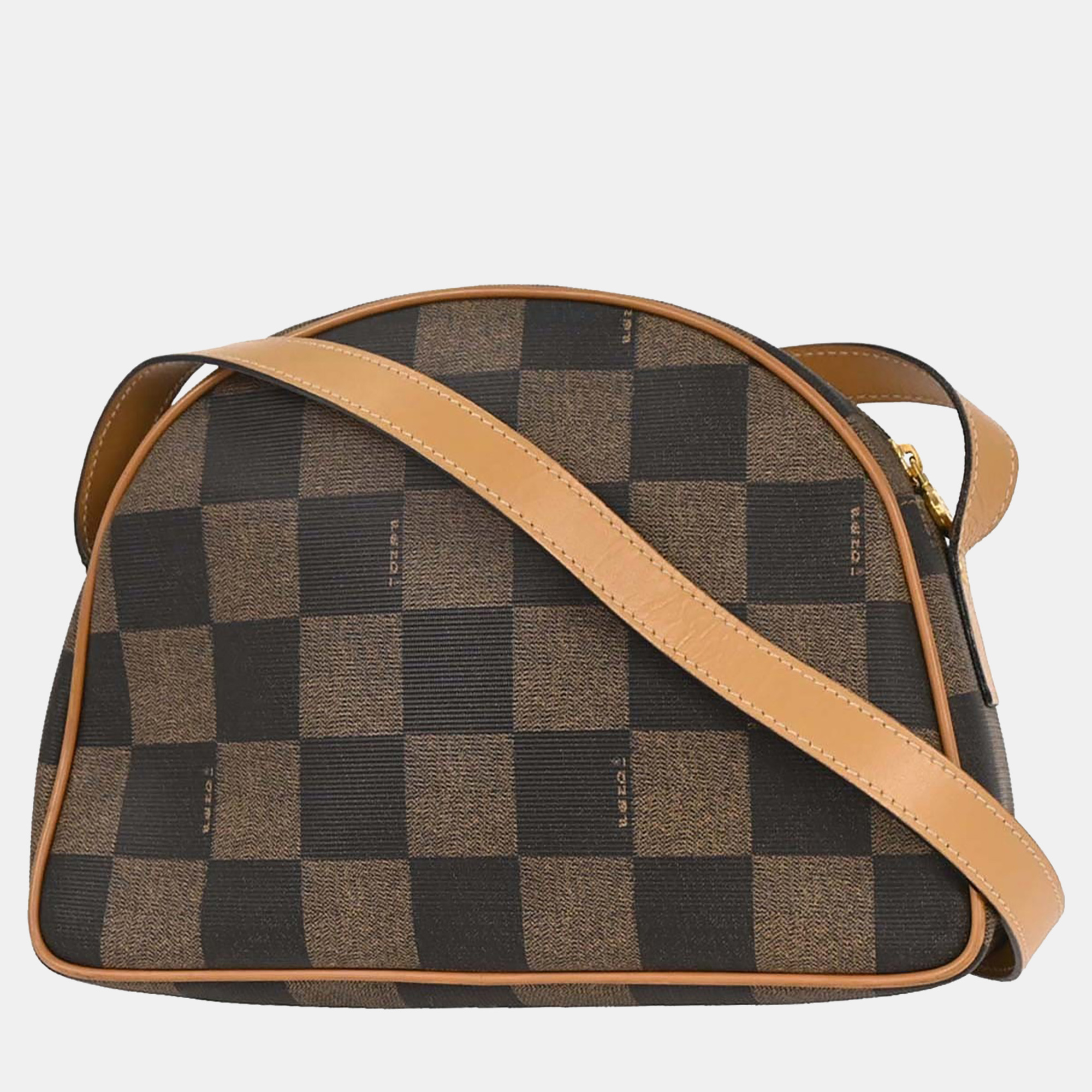 

Fendi Brown Black Pequin Check Shoulder Bag