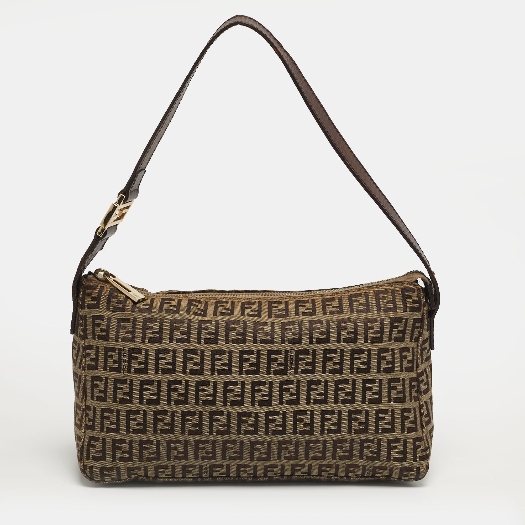 

Fendi Beige/Brown Zucchino Canvas Pochette Bag