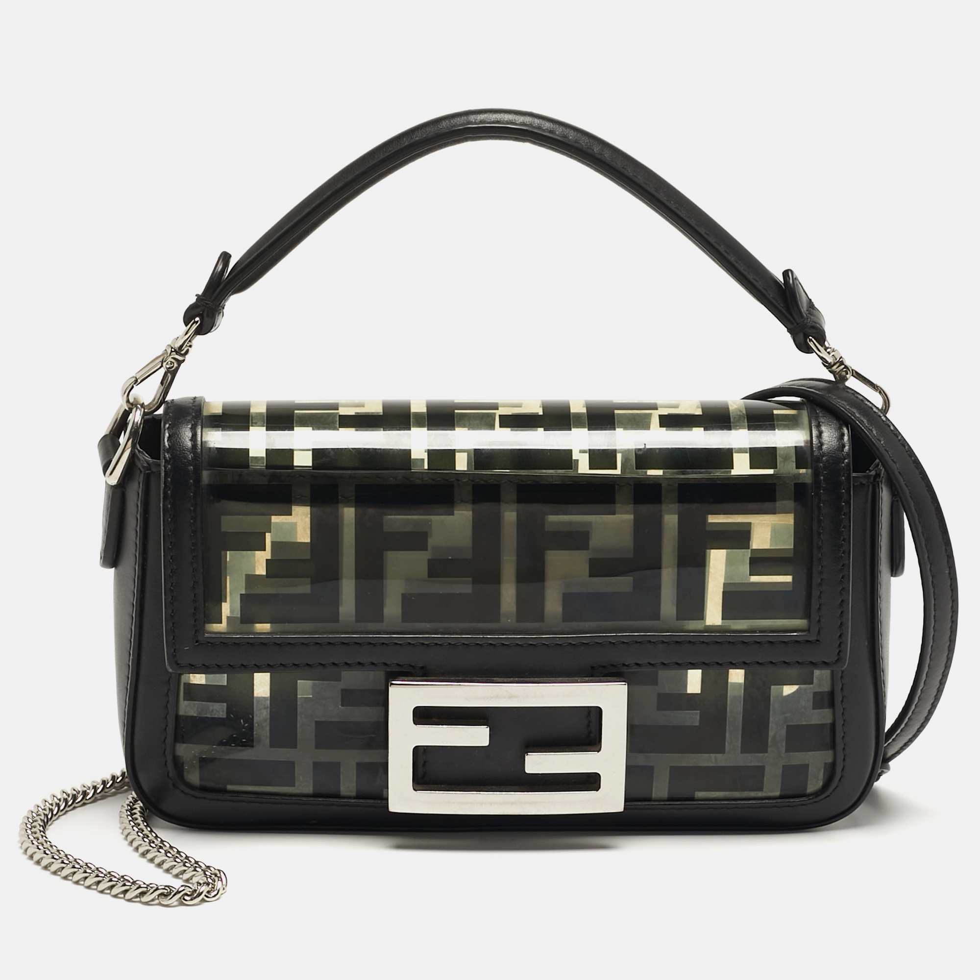 

Fendi Baguette Mini Black/Clear PVC and Leather Bag