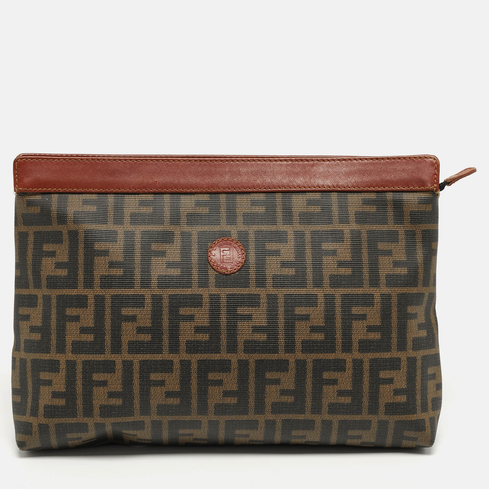 

Fendi Tobacco/Brown Zucca Coated Canvas Zip Pouch