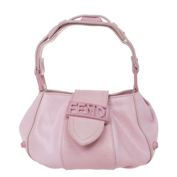Pre Owned Fendi Pink Leather Pouch