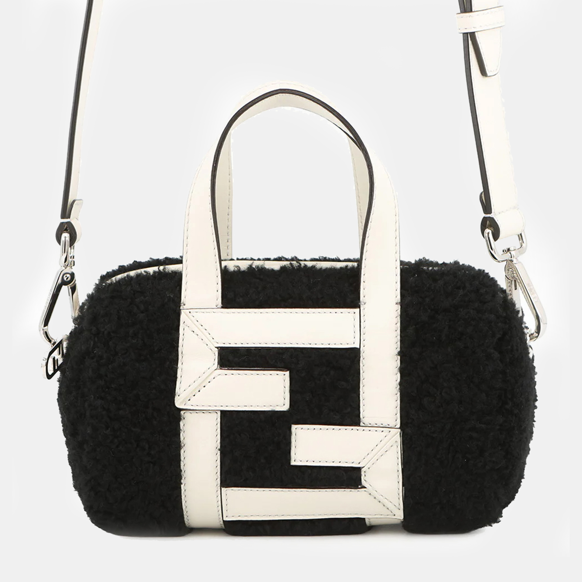 

Fendi Zucca 2-Way Black White Fur Leather Mini Bag